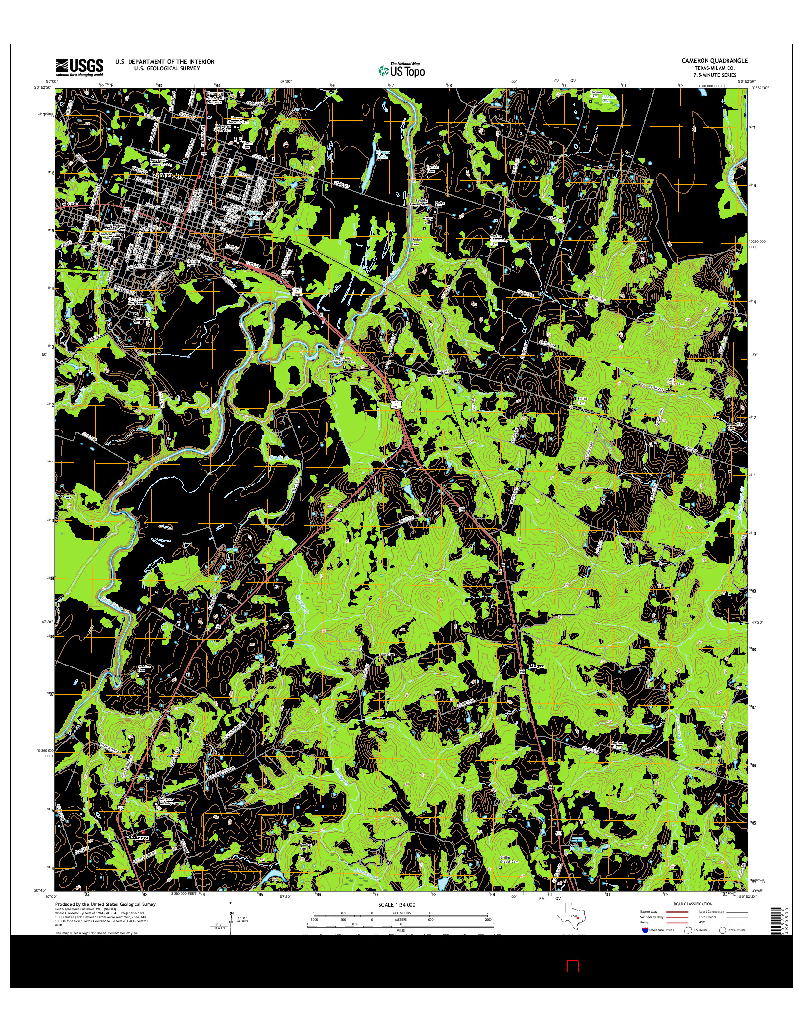 USGS US TOPO 7.5-MINUTE MAP FOR CAMERON, TX 2016