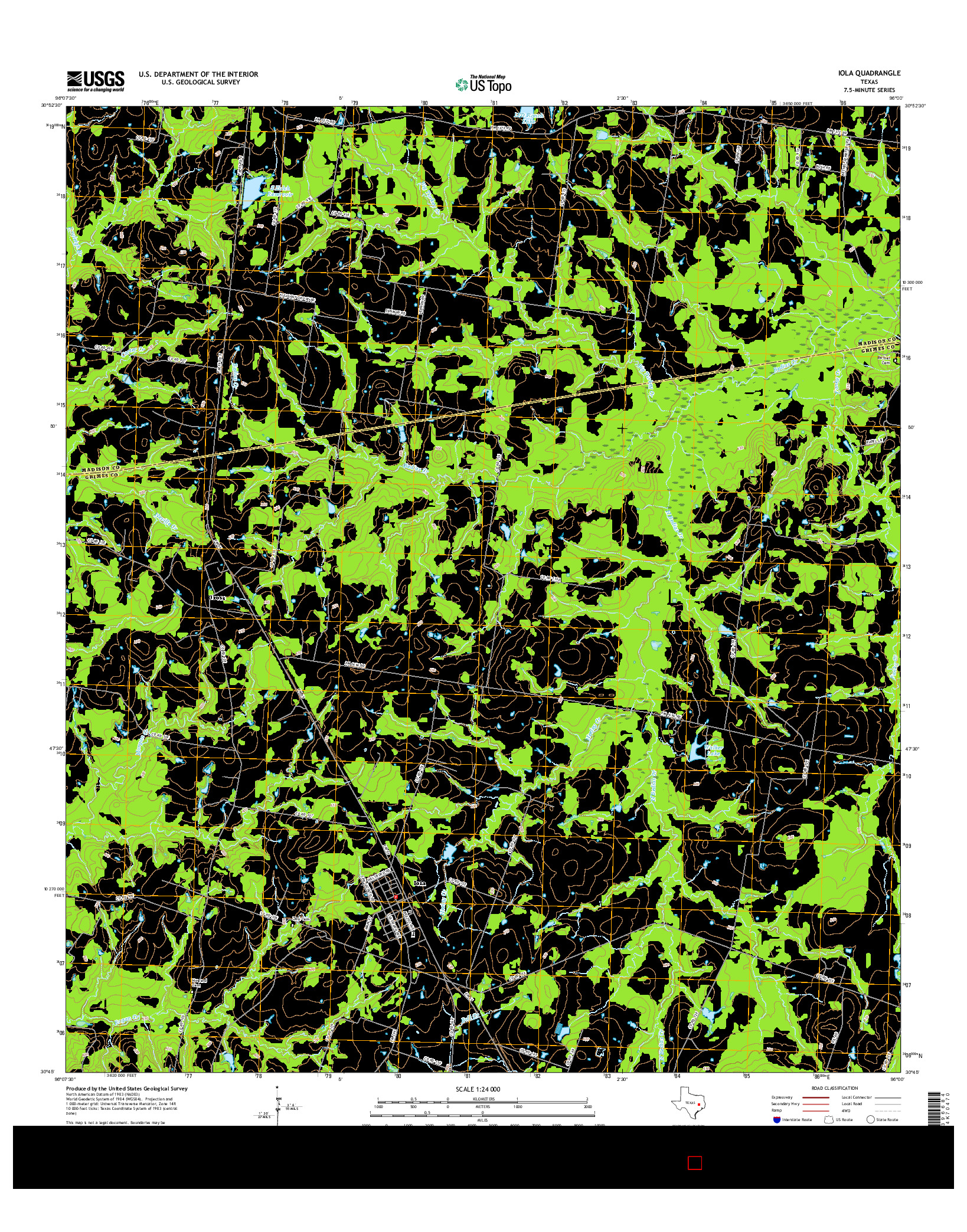 USGS US TOPO 7.5-MINUTE MAP FOR IOLA, TX 2016