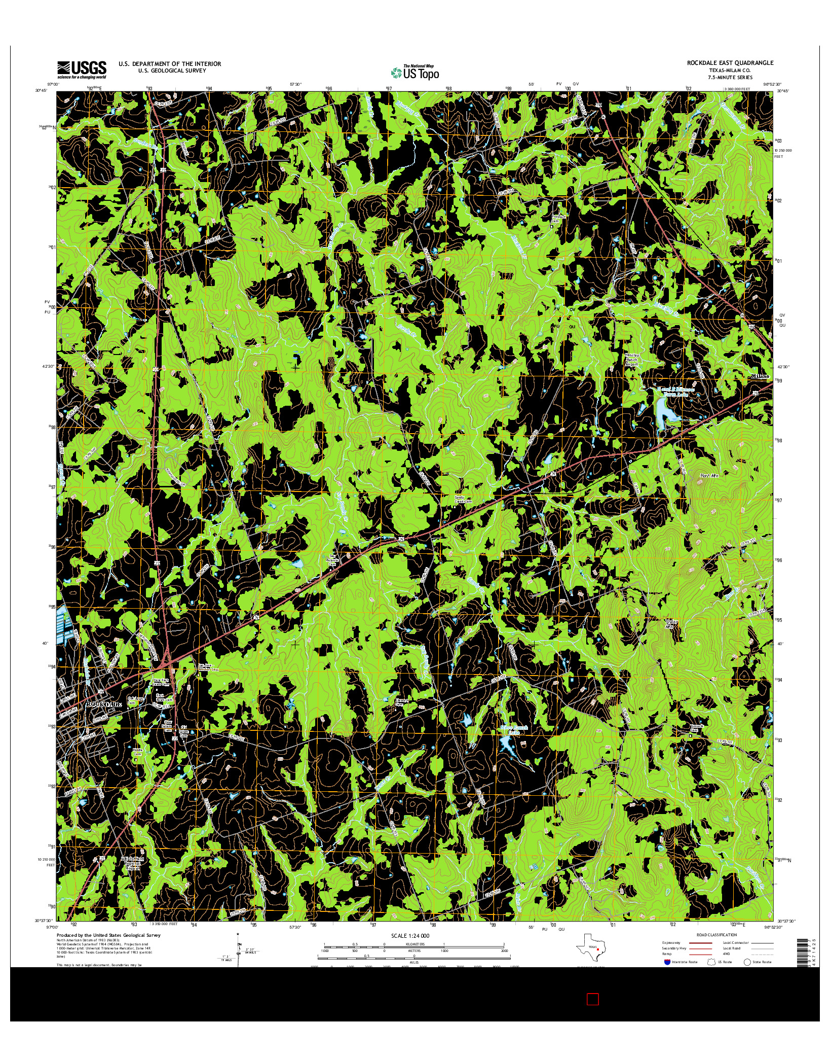 USGS US TOPO 7.5-MINUTE MAP FOR ROCKDALE EAST, TX 2016