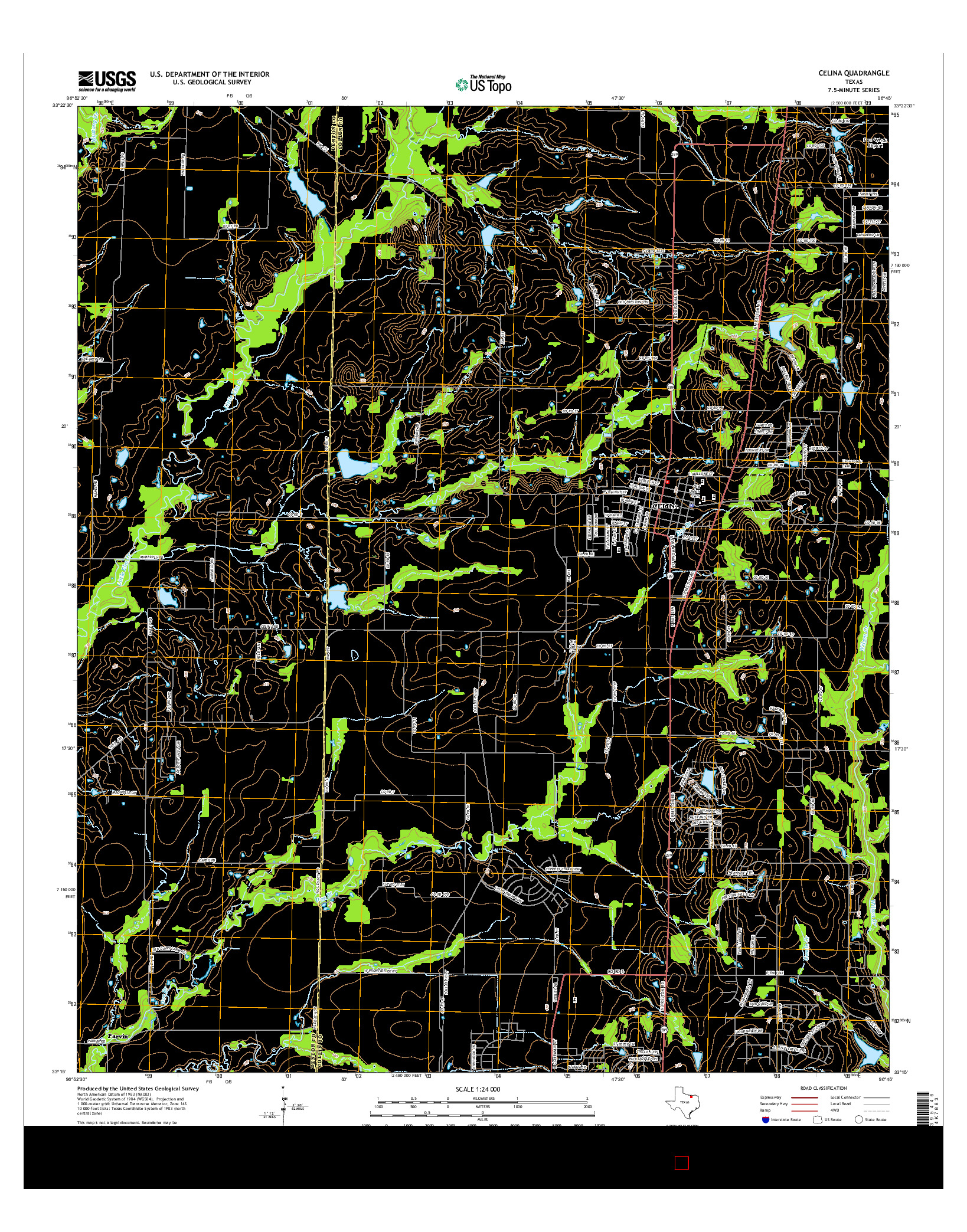 USGS US TOPO 7.5-MINUTE MAP FOR CELINA, TX 2016