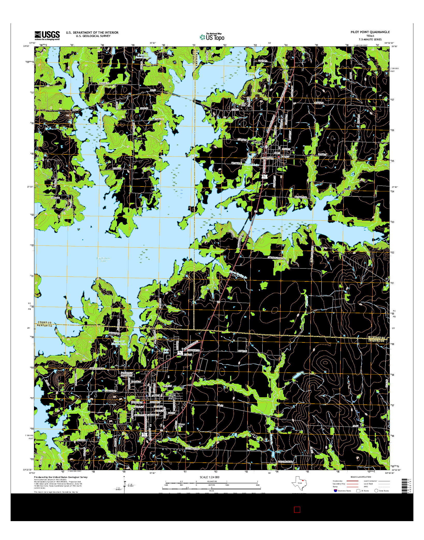 USGS US TOPO 7.5-MINUTE MAP FOR PILOT POINT, TX 2016