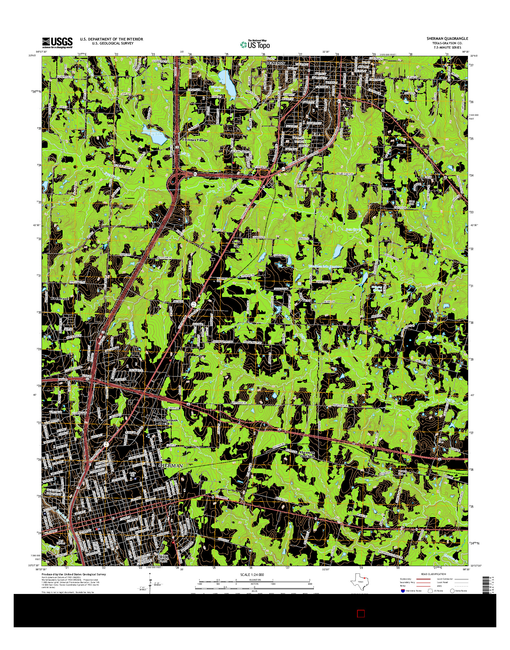 USGS US TOPO 7.5-MINUTE MAP FOR SHERMAN, TX 2016