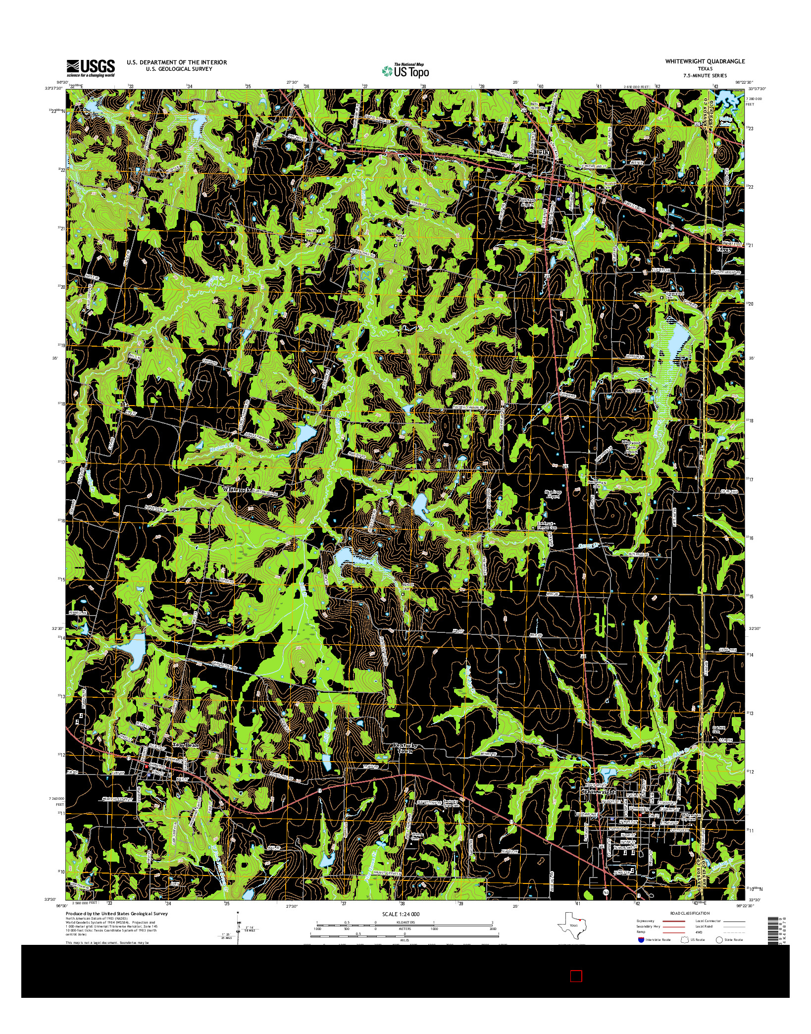 USGS US TOPO 7.5-MINUTE MAP FOR WHITEWRIGHT, TX 2016