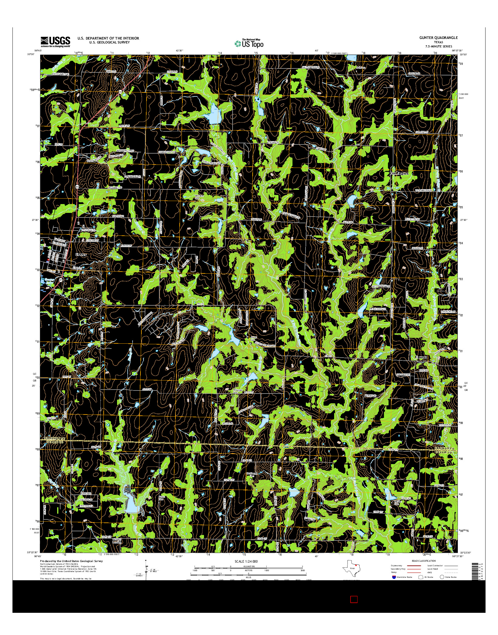 USGS US TOPO 7.5-MINUTE MAP FOR GUNTER, TX 2016