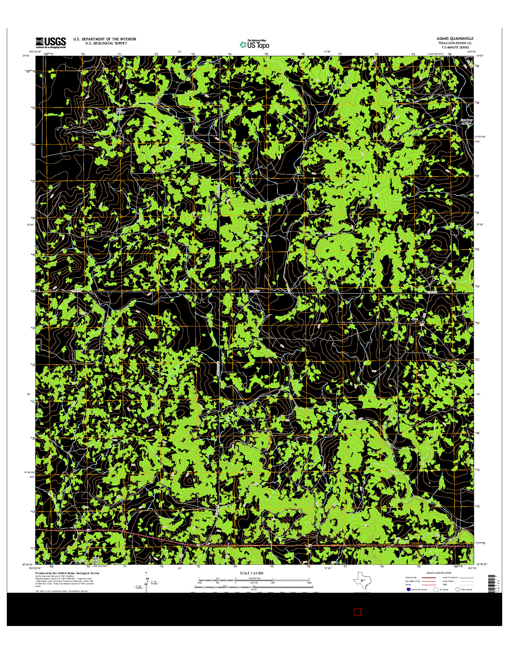 USGS US TOPO 7.5-MINUTE MAP FOR ADAMS, TX 2016