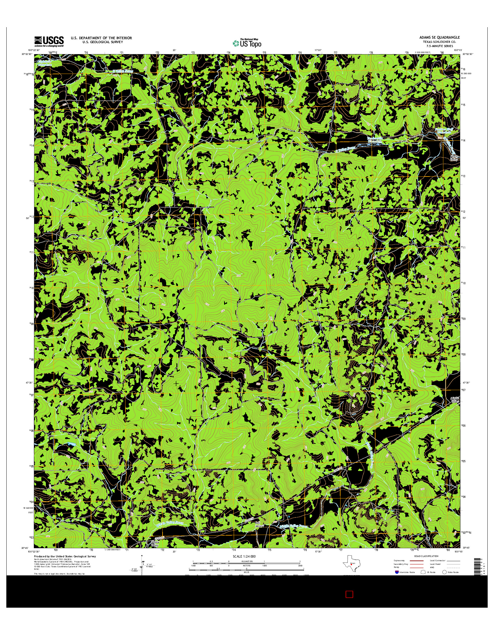 USGS US TOPO 7.5-MINUTE MAP FOR ADAMS SE, TX 2016