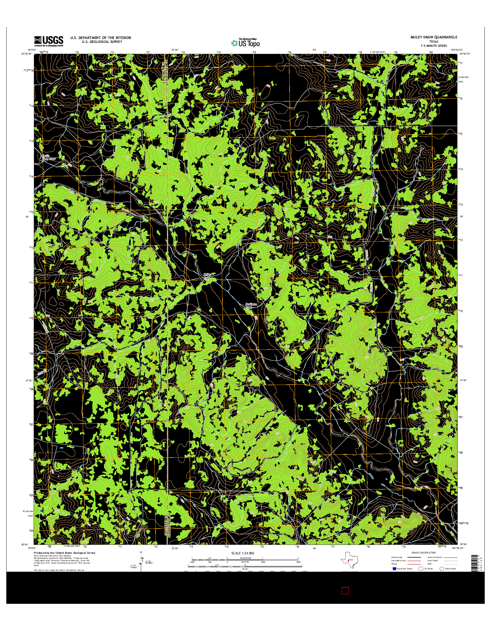 USGS US TOPO 7.5-MINUTE MAP FOR BAILEY DRAW, TX 2016