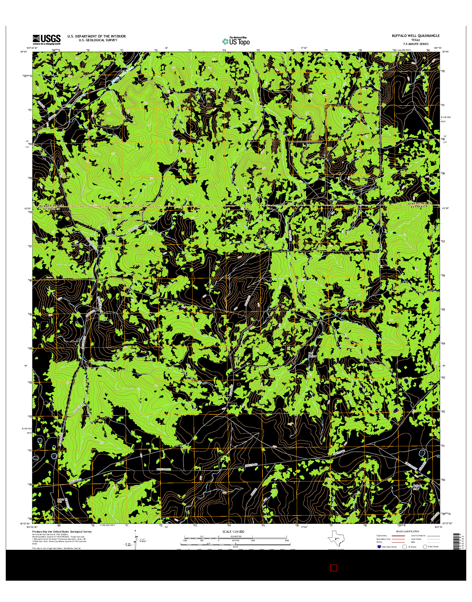 USGS US TOPO 7.5-MINUTE MAP FOR BUFFALO WELL, TX 2016