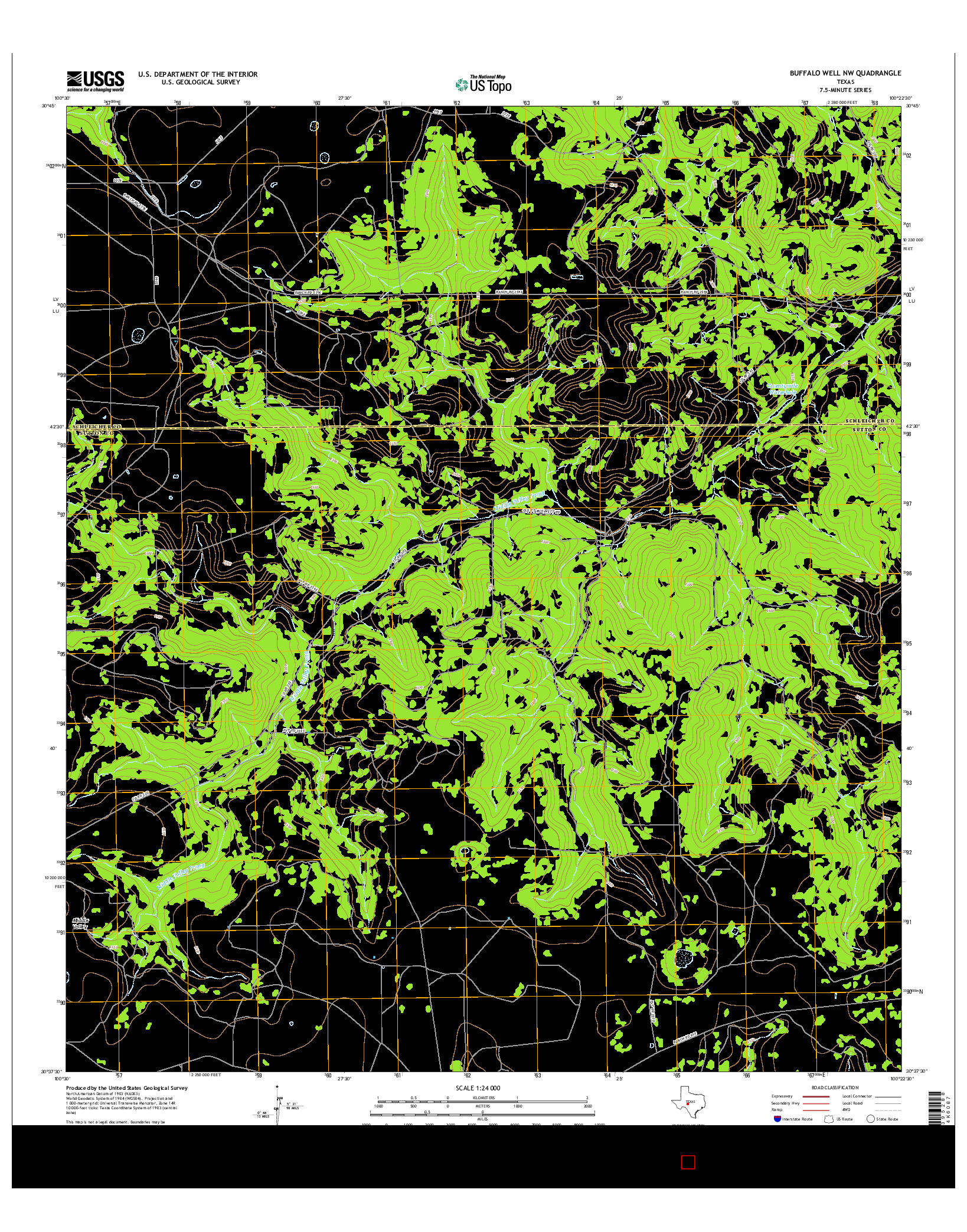 USGS US TOPO 7.5-MINUTE MAP FOR BUFFALO WELL NW, TX 2016