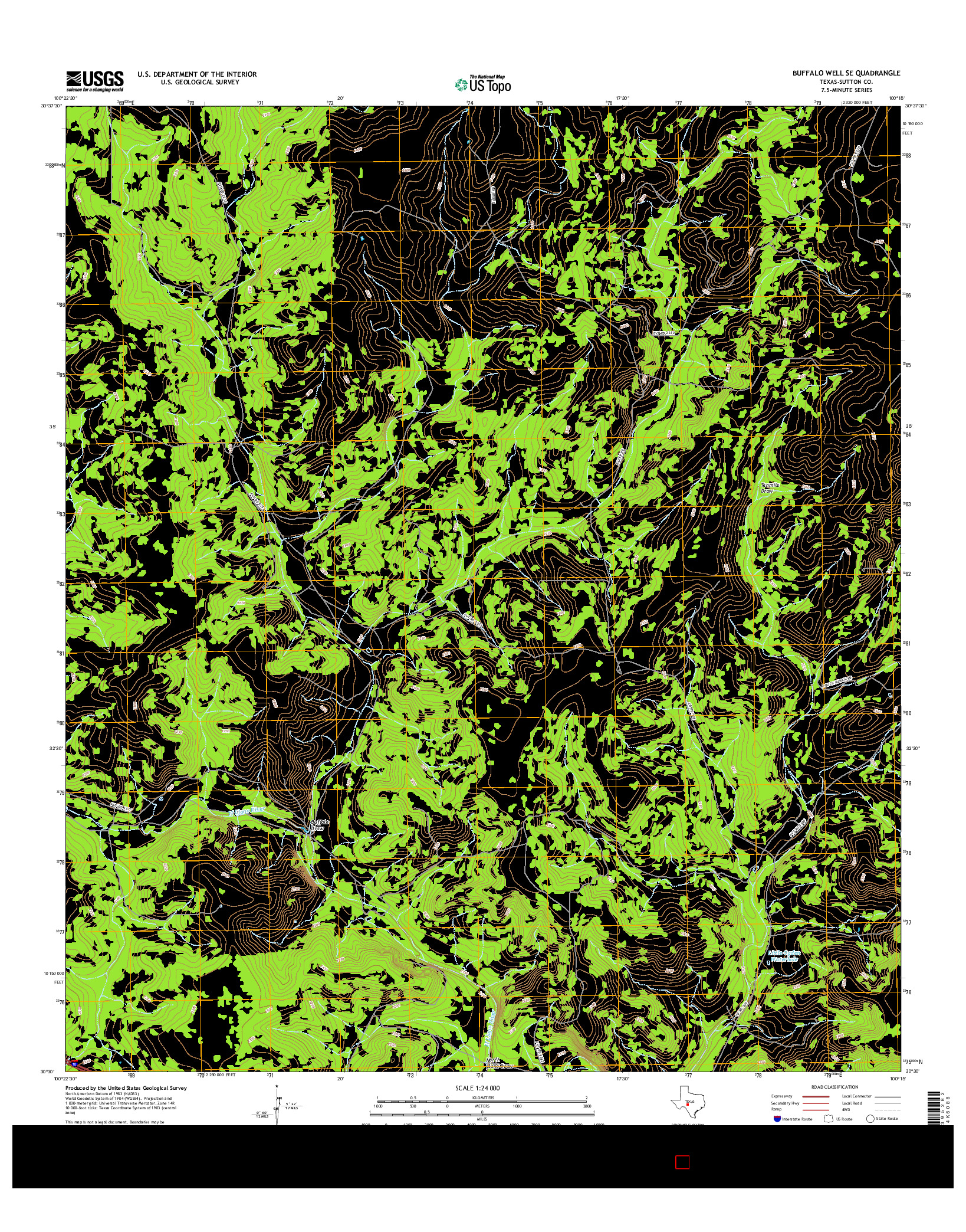 USGS US TOPO 7.5-MINUTE MAP FOR BUFFALO WELL SE, TX 2016