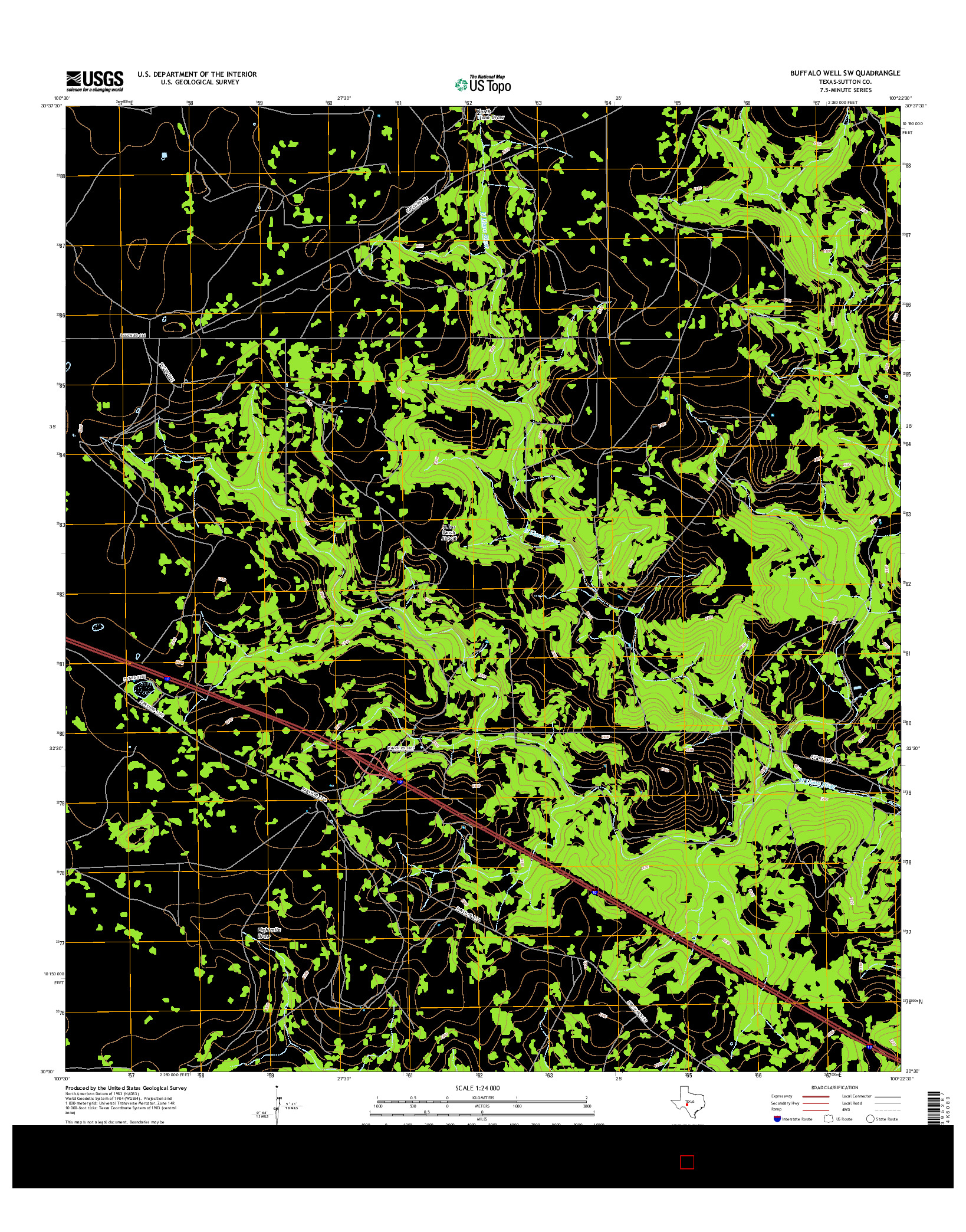 USGS US TOPO 7.5-MINUTE MAP FOR BUFFALO WELL SW, TX 2016