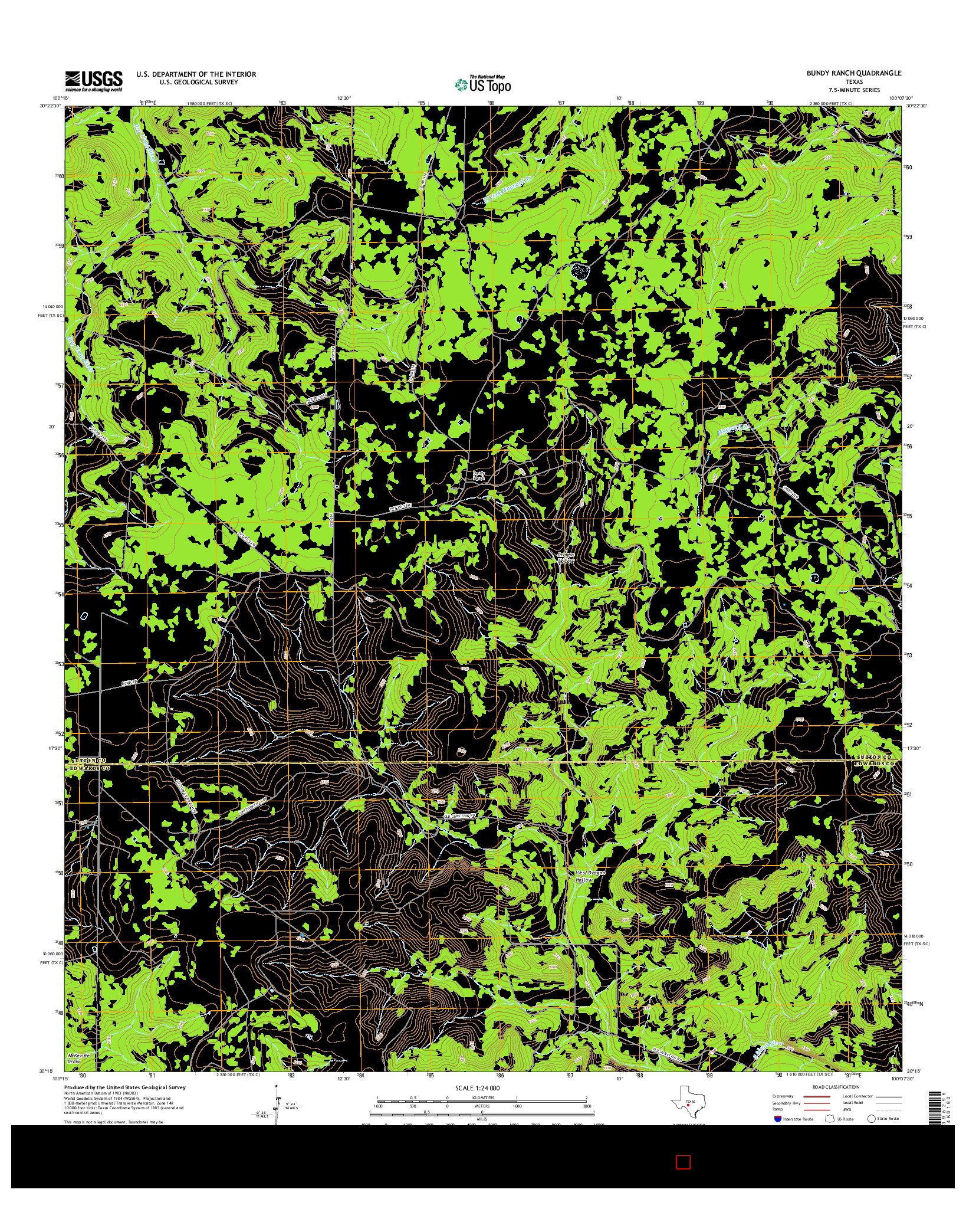 USGS US TOPO 7.5-MINUTE MAP FOR BUNDY RANCH, TX 2016