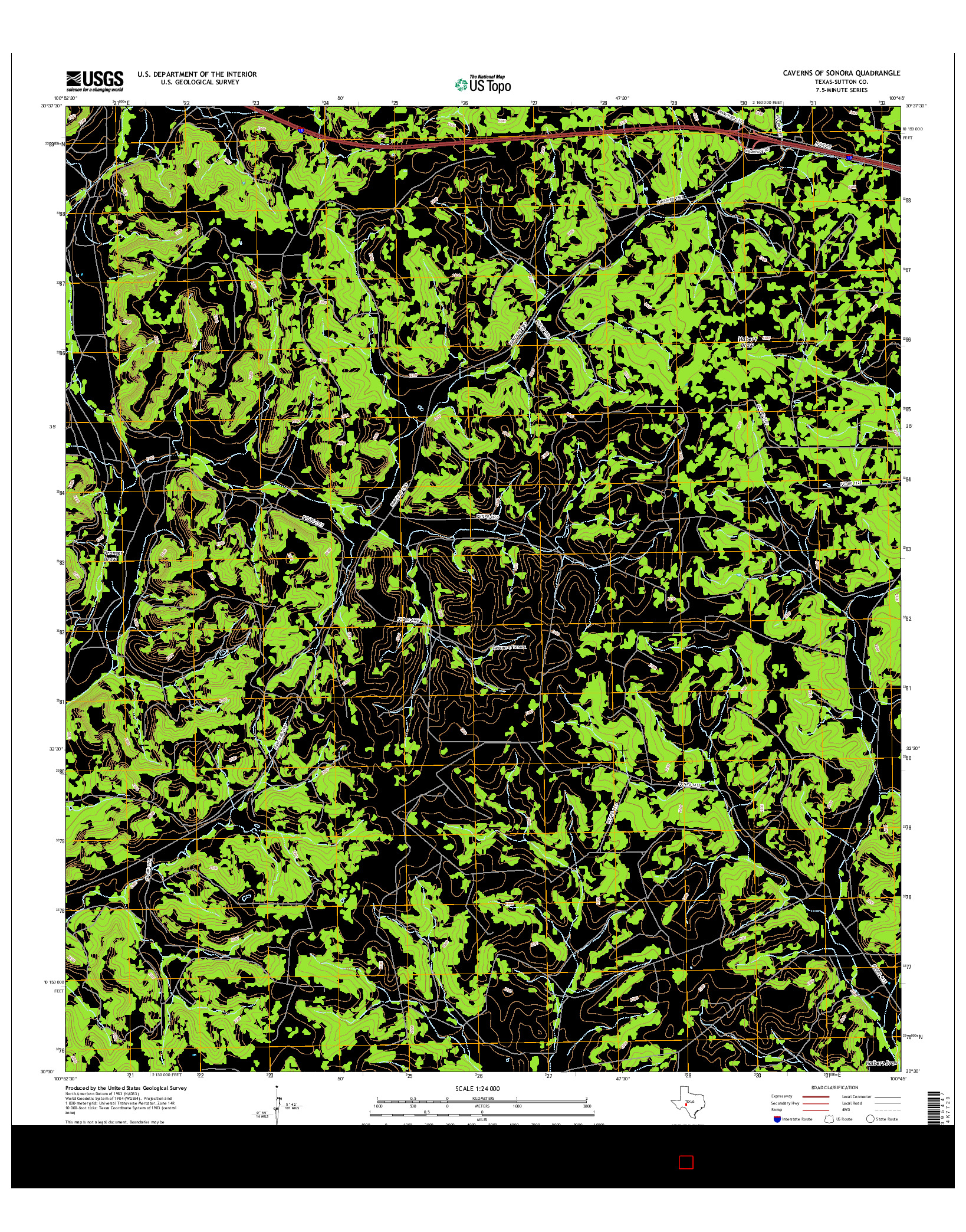 USGS US TOPO 7.5-MINUTE MAP FOR CAVERNS OF SONORA, TX 2016