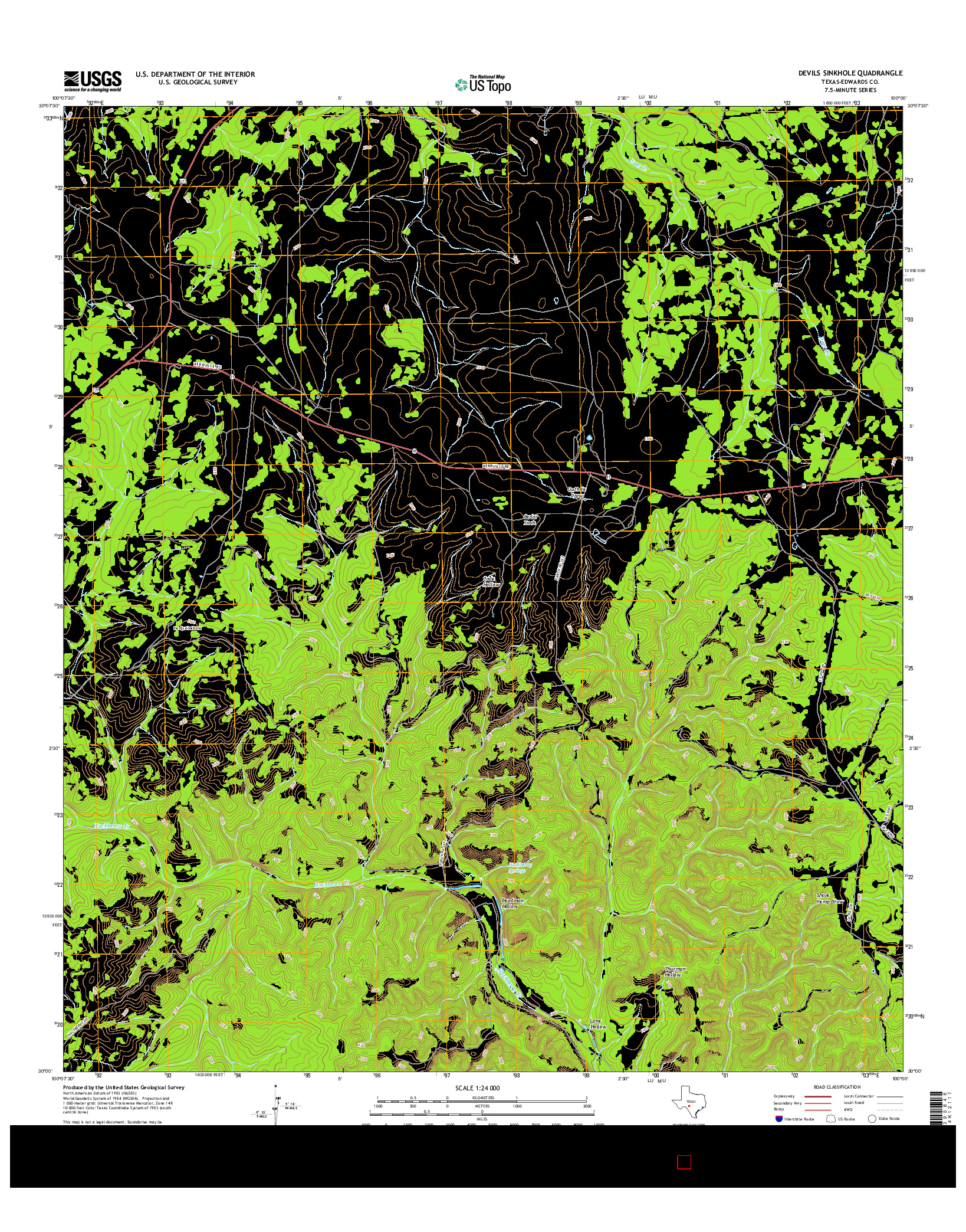 USGS US TOPO 7.5-MINUTE MAP FOR DEVILS SINKHOLE, TX 2016