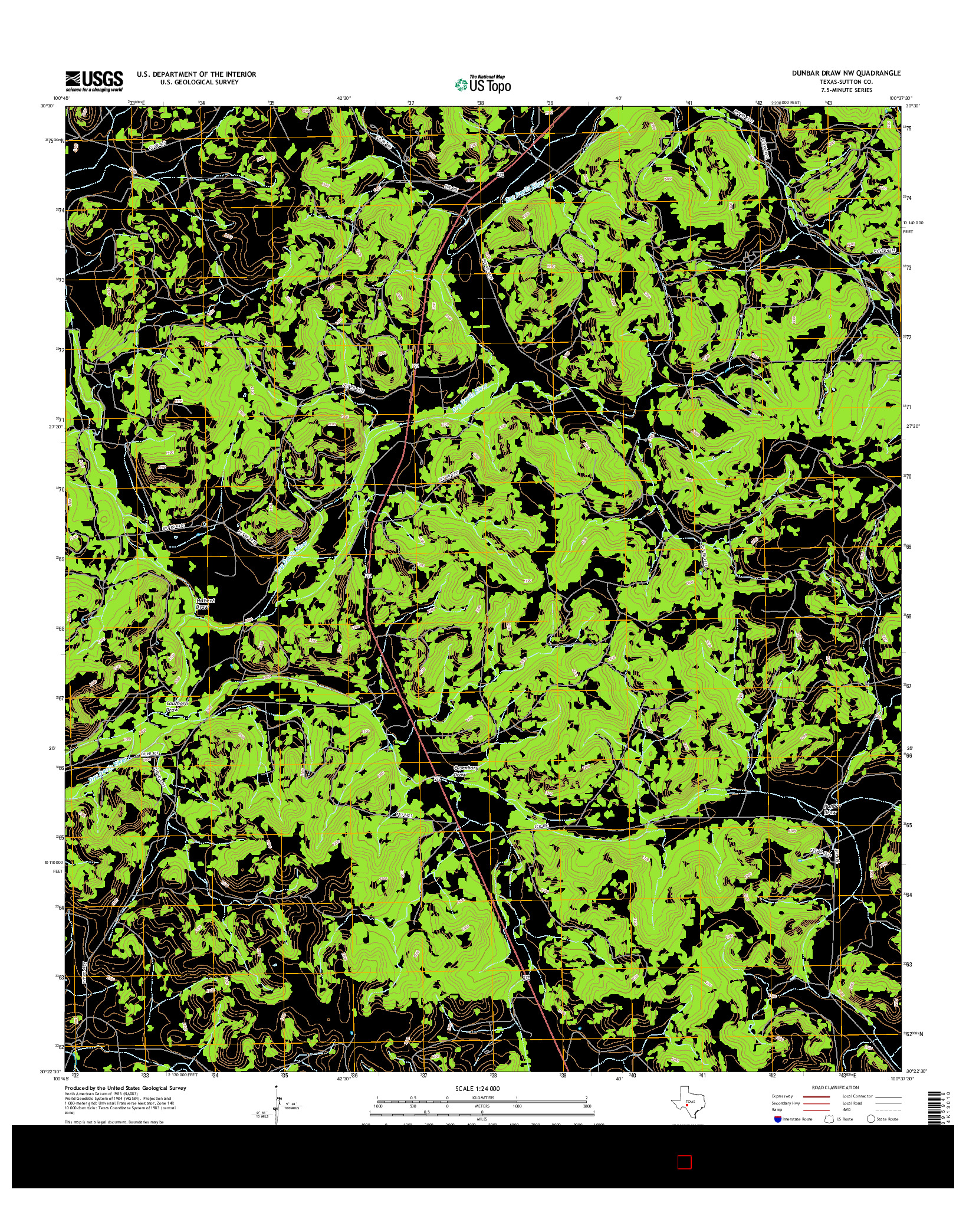 USGS US TOPO 7.5-MINUTE MAP FOR DUNBAR DRAW NW, TX 2016