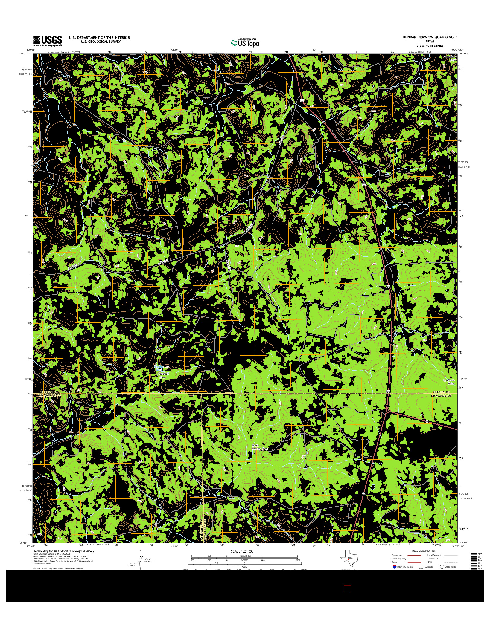 USGS US TOPO 7.5-MINUTE MAP FOR DUNBAR DRAW SW, TX 2016