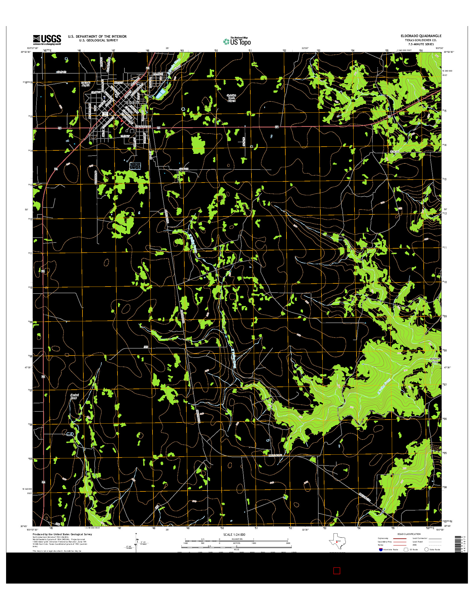 USGS US TOPO 7.5-MINUTE MAP FOR ELDORADO, TX 2016