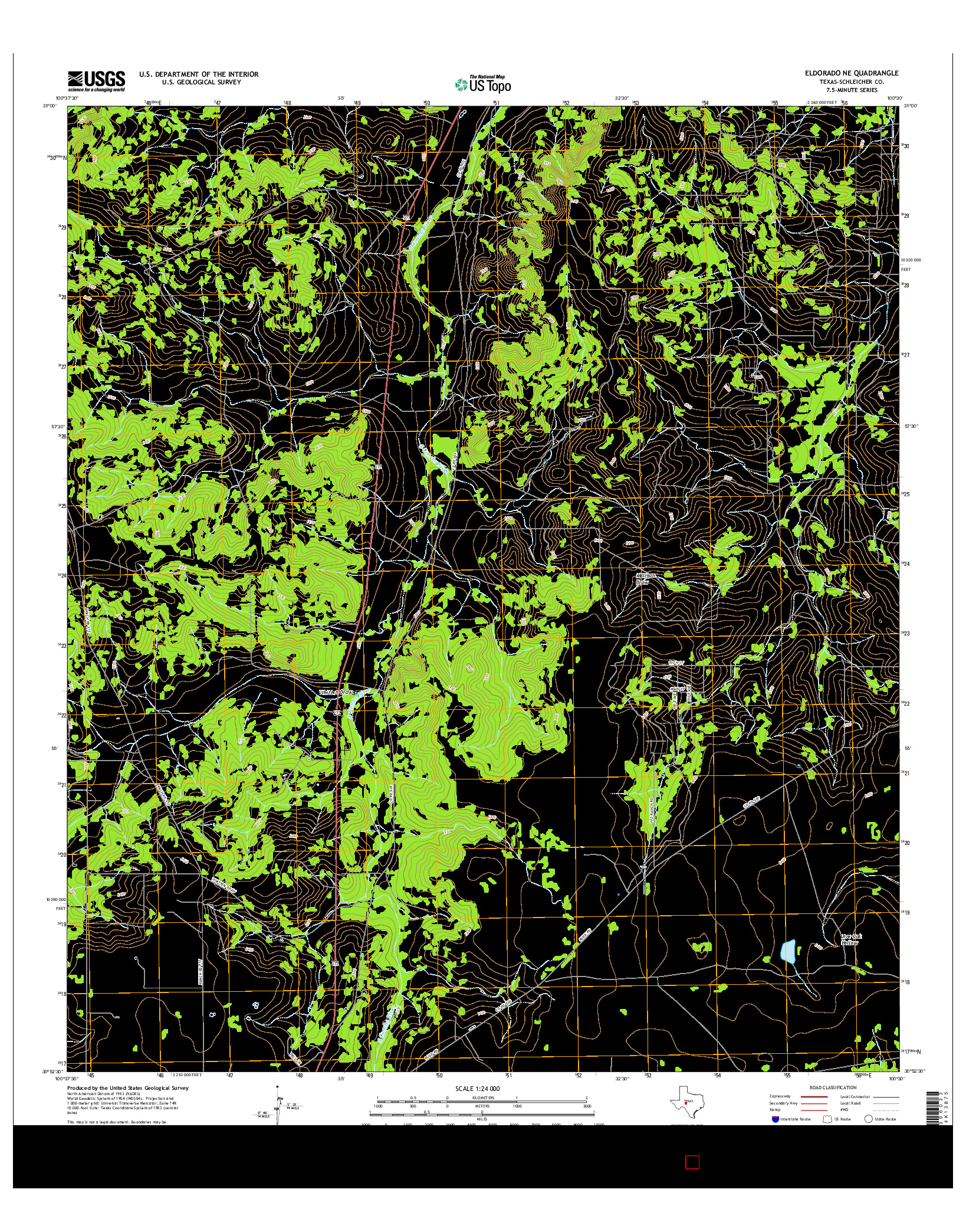 USGS US TOPO 7.5-MINUTE MAP FOR ELDORADO NE, TX 2016