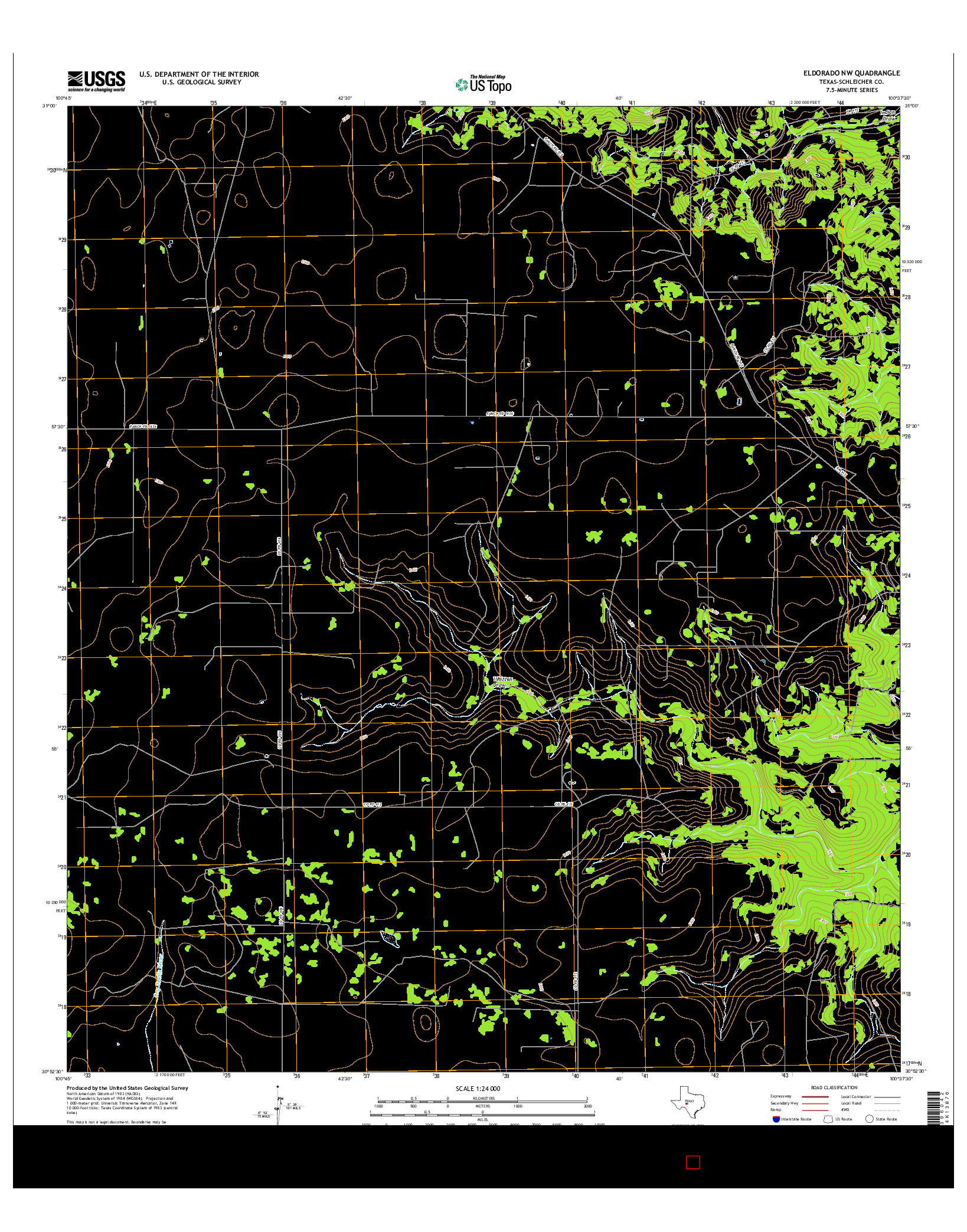 USGS US TOPO 7.5-MINUTE MAP FOR ELDORADO NW, TX 2016