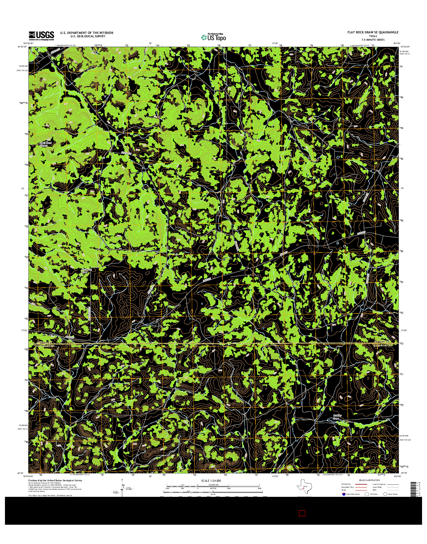 USGS US TOPO 7.5-MINUTE MAP FOR FLAT ROCK DRAW SE, TX 2016