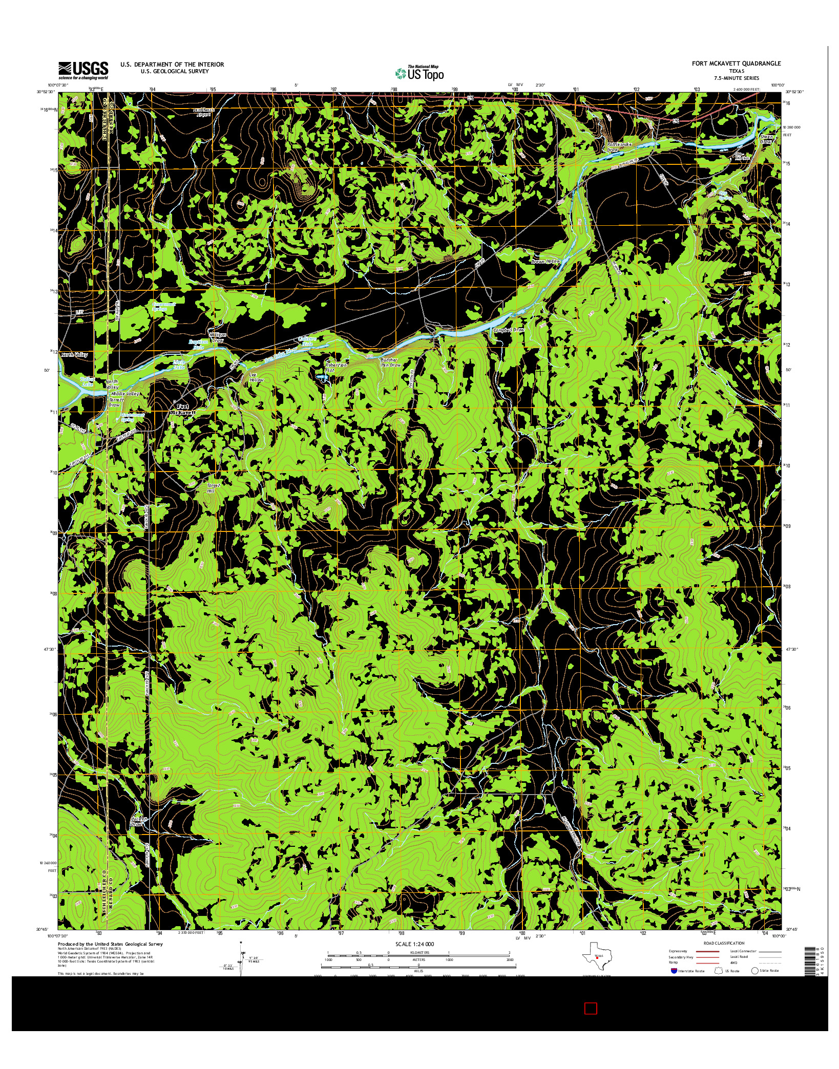 USGS US TOPO 7.5-MINUTE MAP FOR FORT MCKAVETT, TX 2016