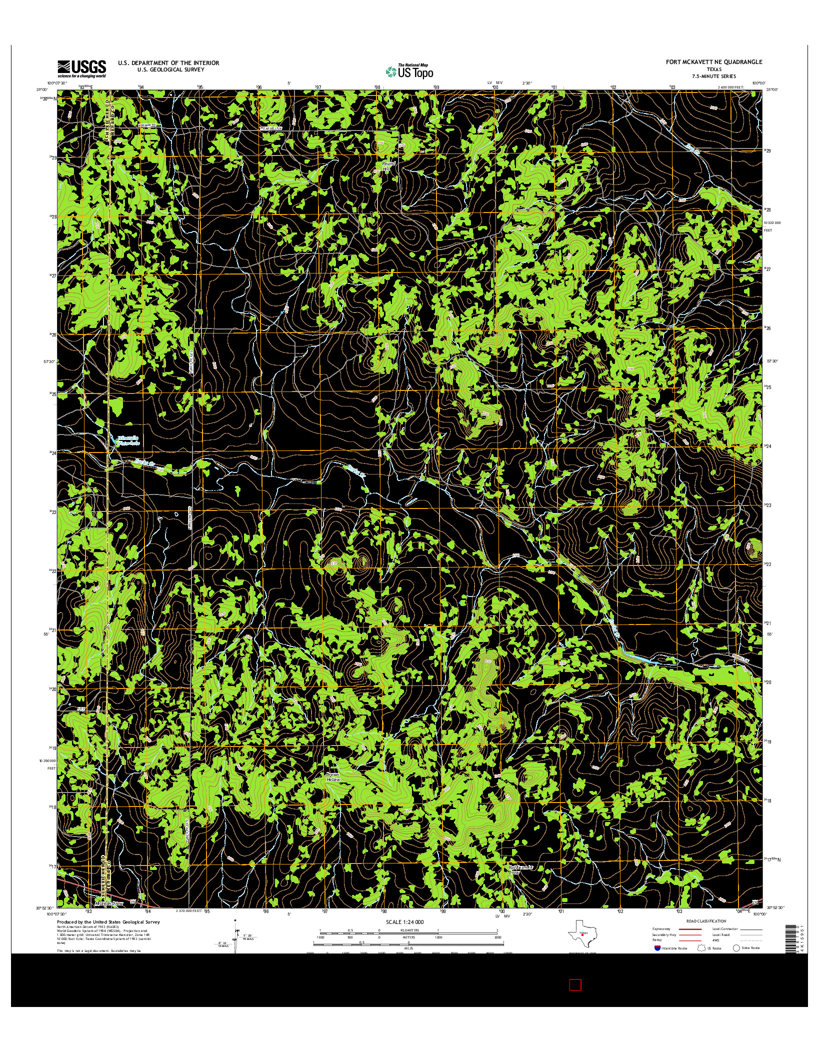 USGS US TOPO 7.5-MINUTE MAP FOR FORT MCKAVETT NE, TX 2016
