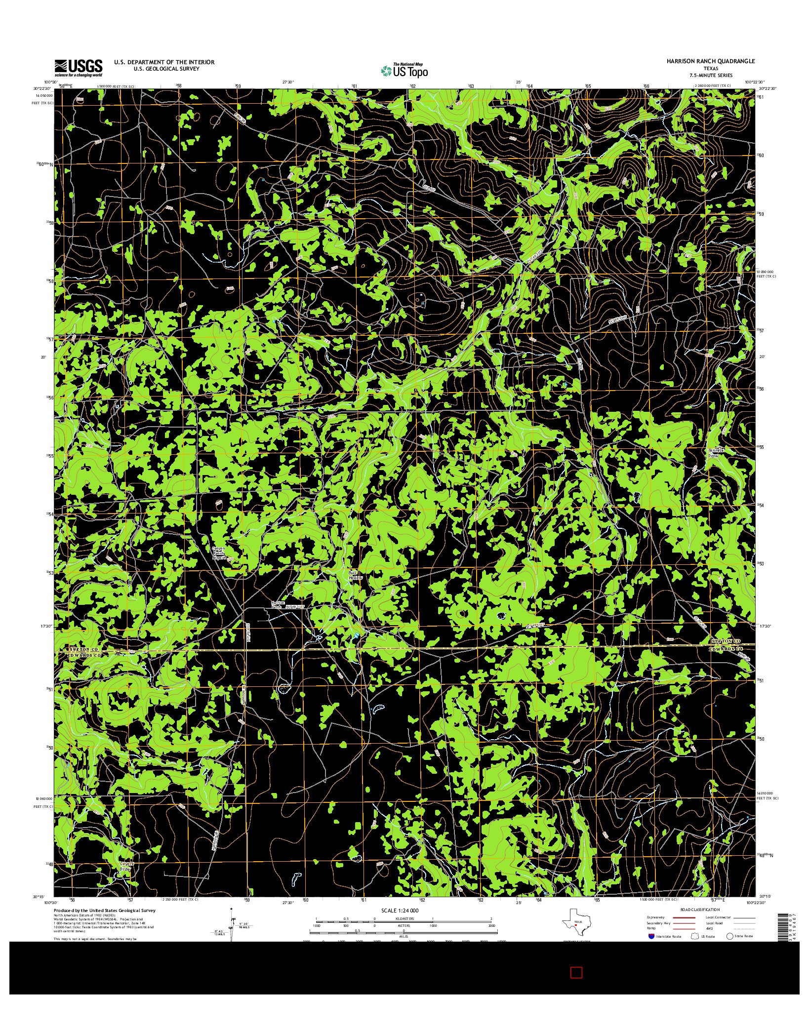 USGS US TOPO 7.5-MINUTE MAP FOR HARRISON RANCH, TX 2016