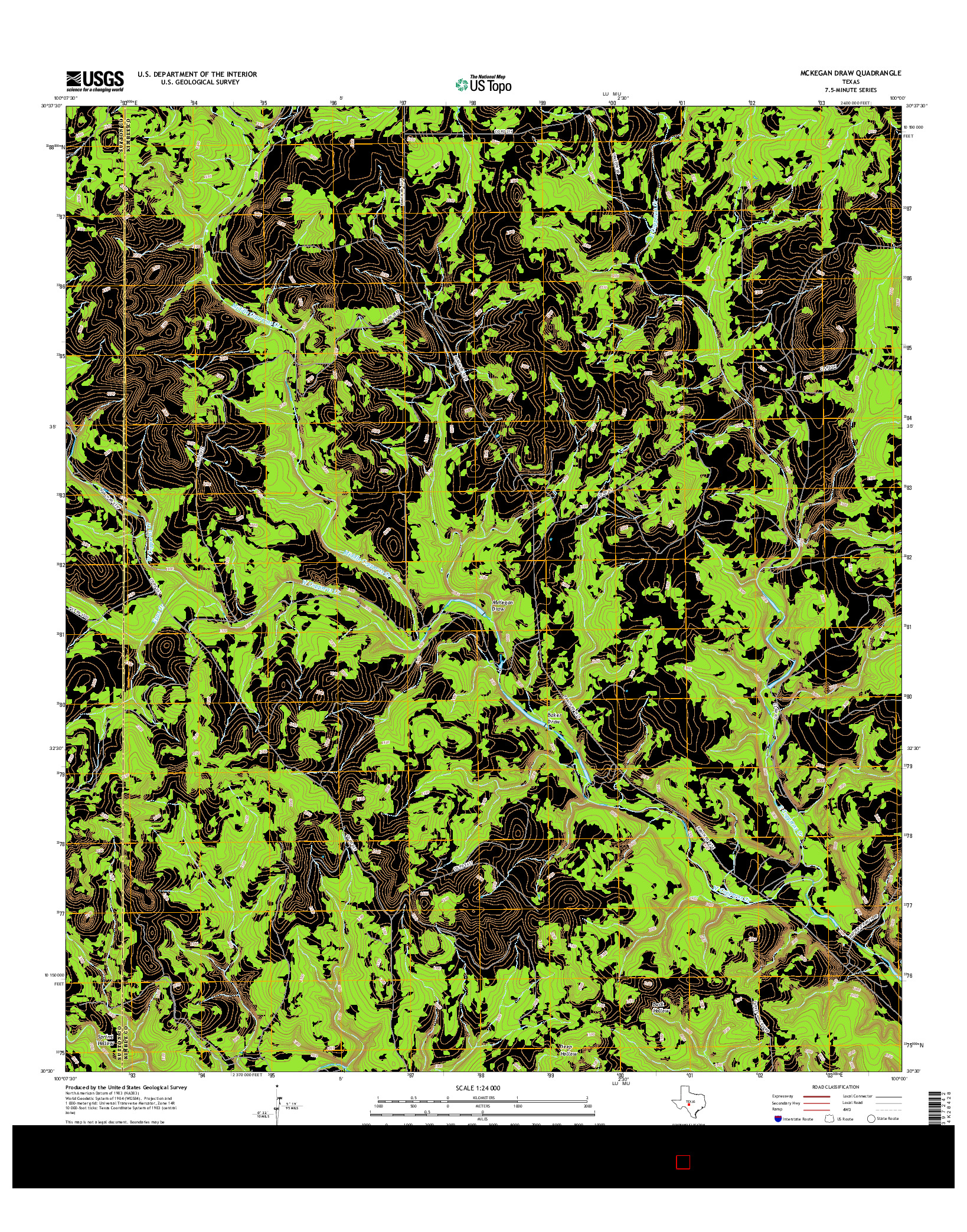 USGS US TOPO 7.5-MINUTE MAP FOR MCKEGAN DRAW, TX 2016