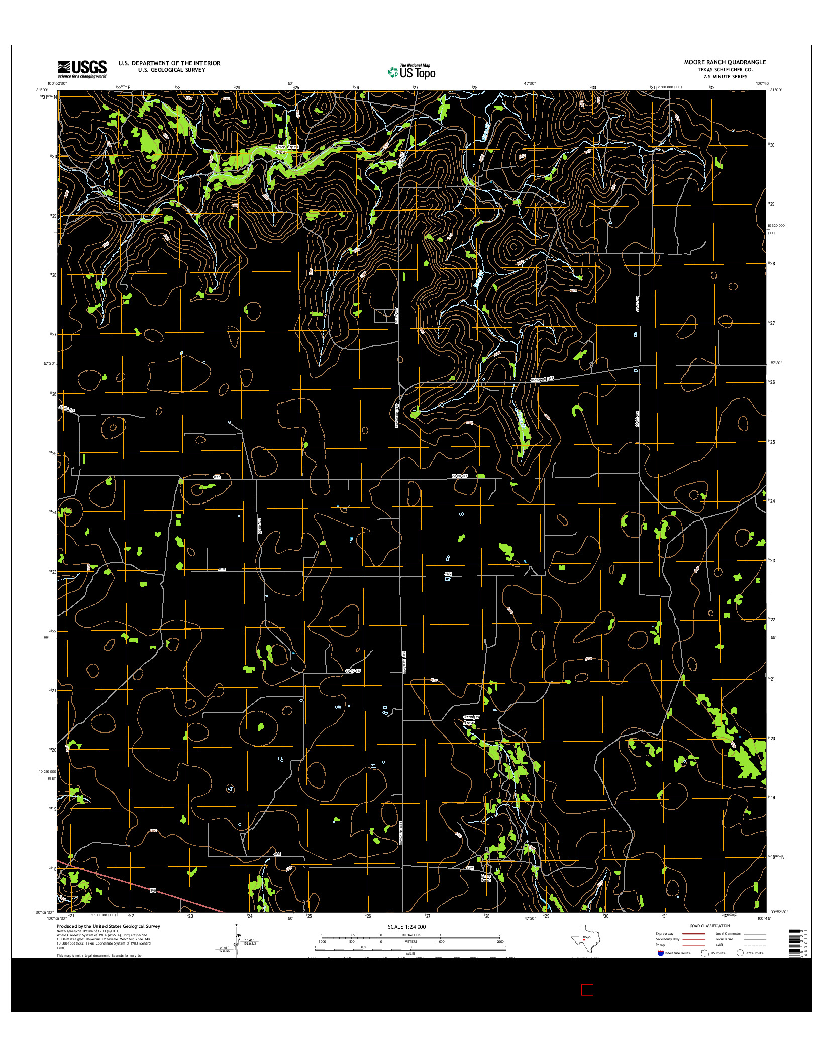 USGS US TOPO 7.5-MINUTE MAP FOR MOORE RANCH, TX 2016