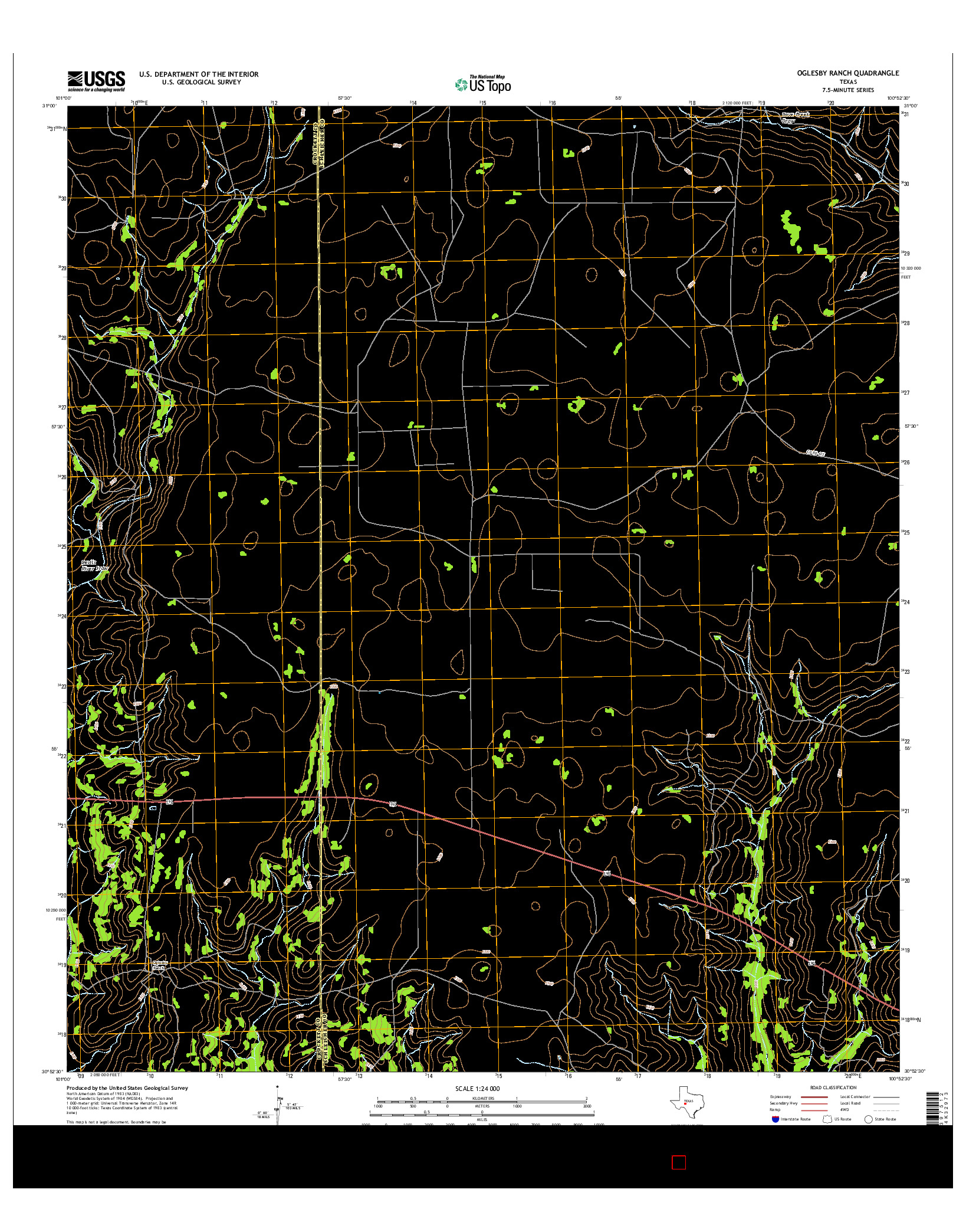 USGS US TOPO 7.5-MINUTE MAP FOR OGLESBY RANCH, TX 2016