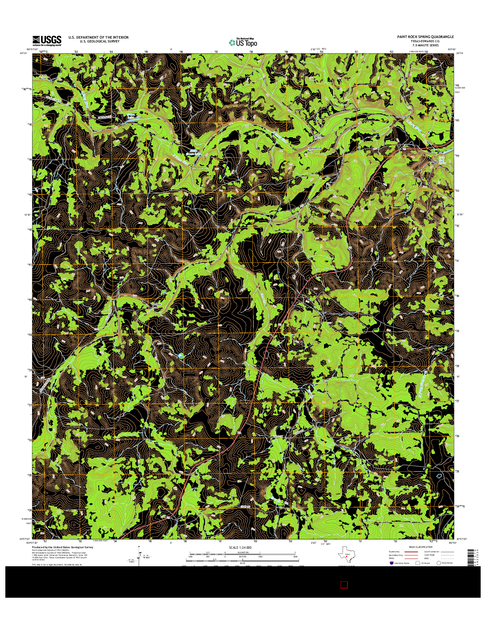 USGS US TOPO 7.5-MINUTE MAP FOR PAINT ROCK SPRING, TX 2016