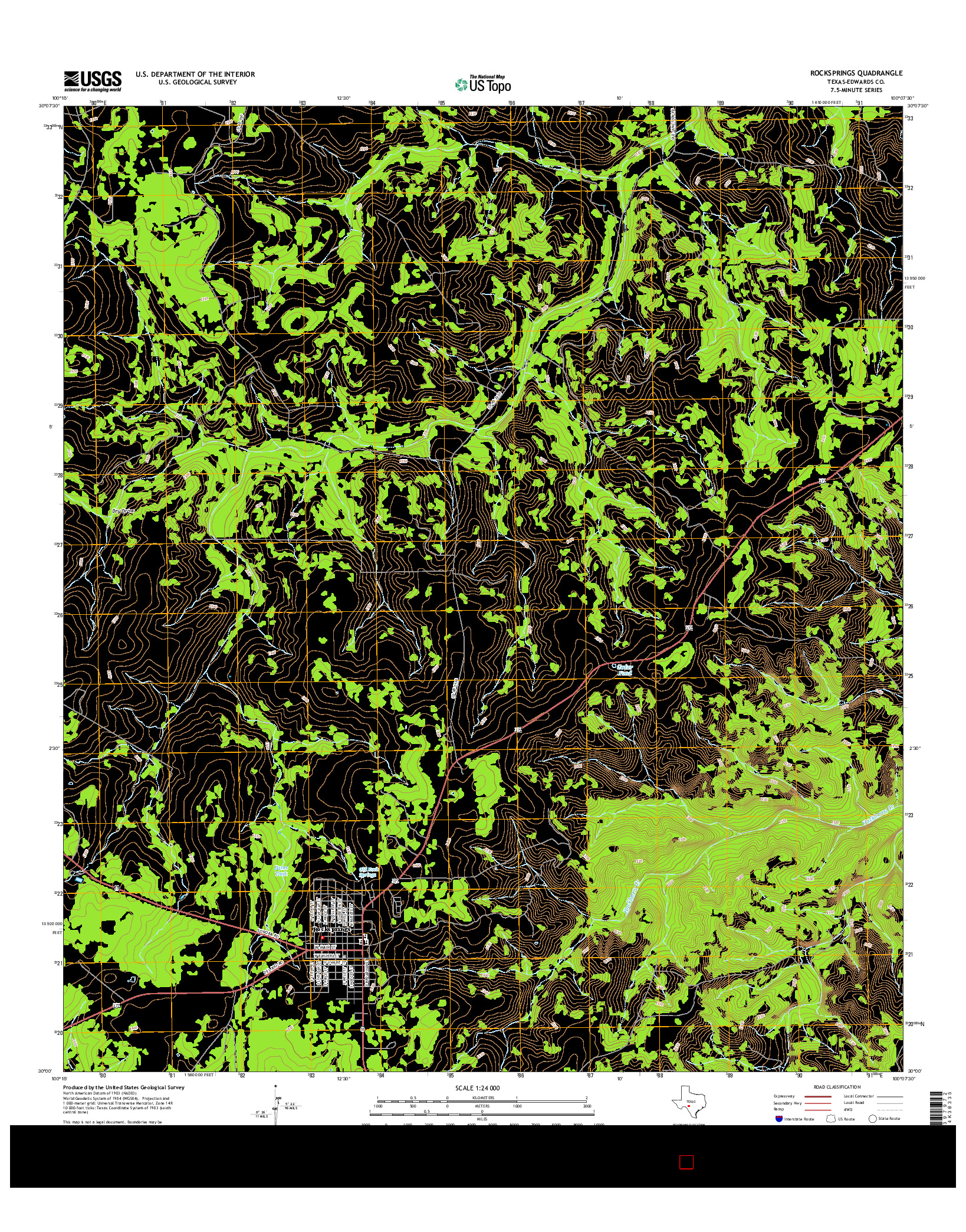 USGS US TOPO 7.5-MINUTE MAP FOR ROCKSPRINGS, TX 2016