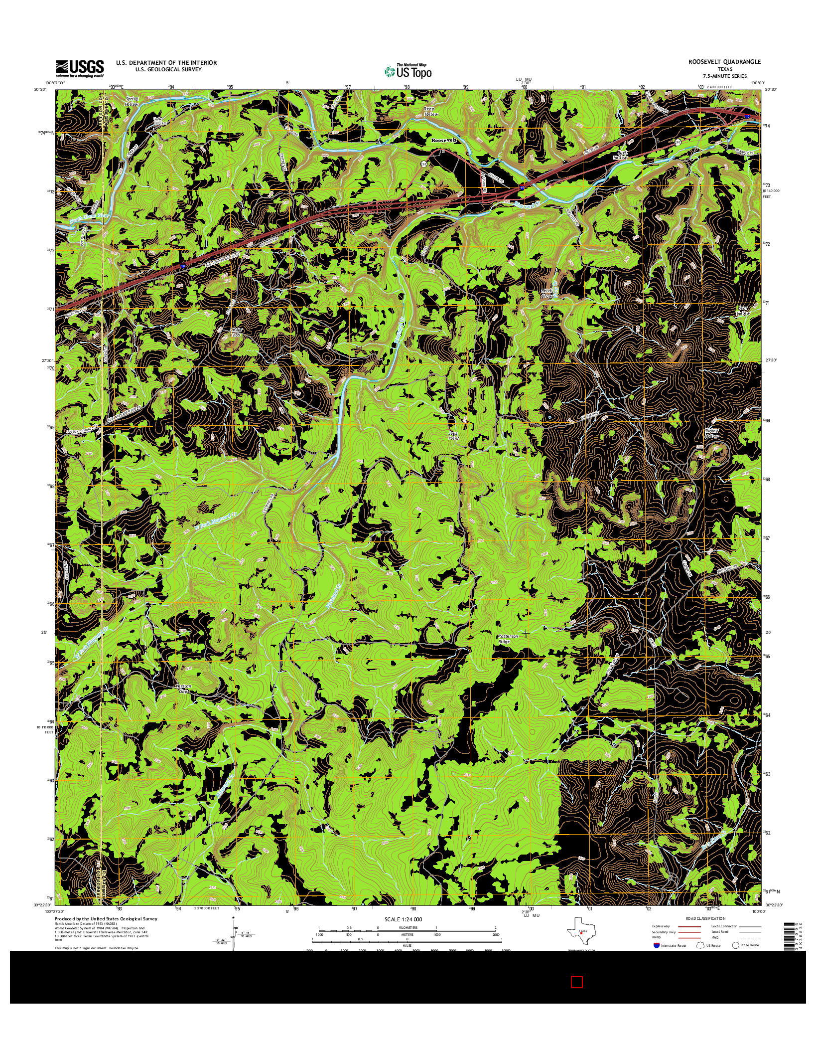 USGS US TOPO 7.5-MINUTE MAP FOR ROOSEVELT, TX 2016