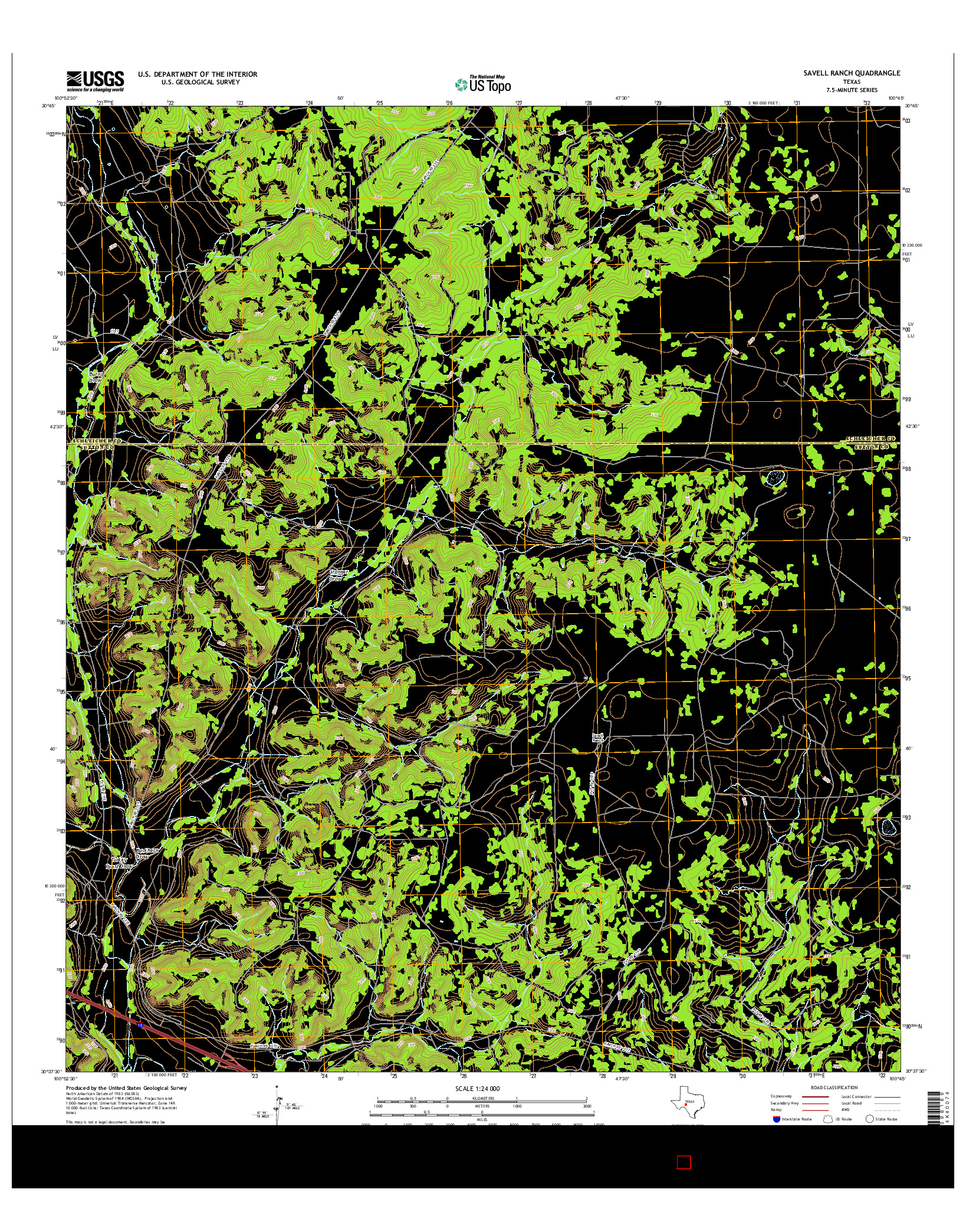 USGS US TOPO 7.5-MINUTE MAP FOR SAVELL RANCH, TX 2016