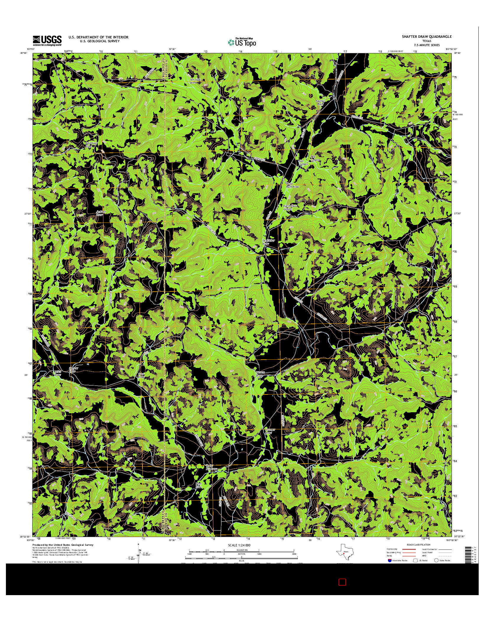 USGS US TOPO 7.5-MINUTE MAP FOR SHAFTER DRAW, TX 2016