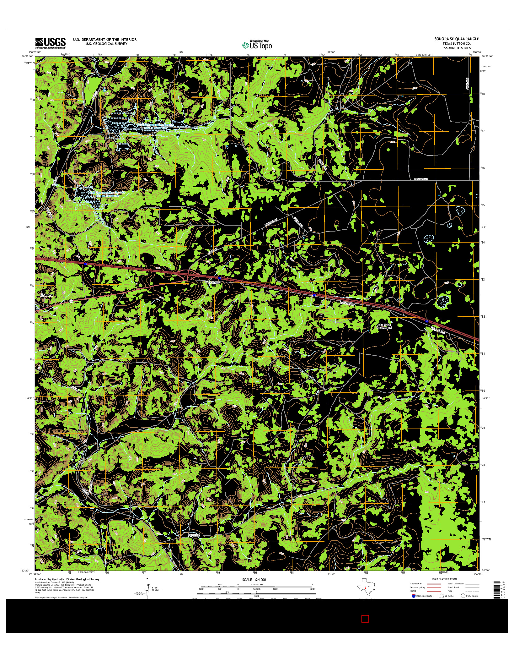 USGS US TOPO 7.5-MINUTE MAP FOR SONORA SE, TX 2016