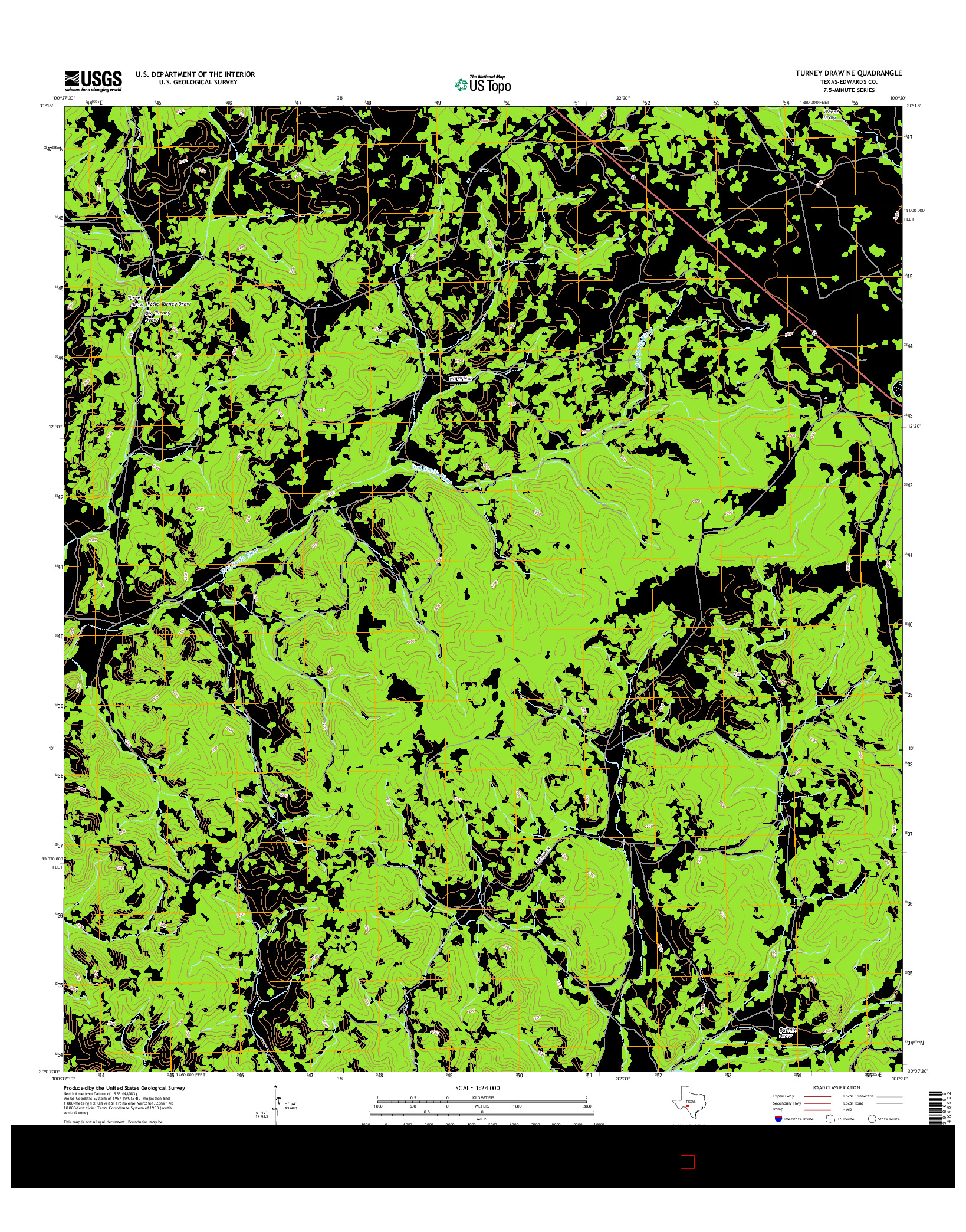 USGS US TOPO 7.5-MINUTE MAP FOR TURNEY DRAW NE, TX 2016