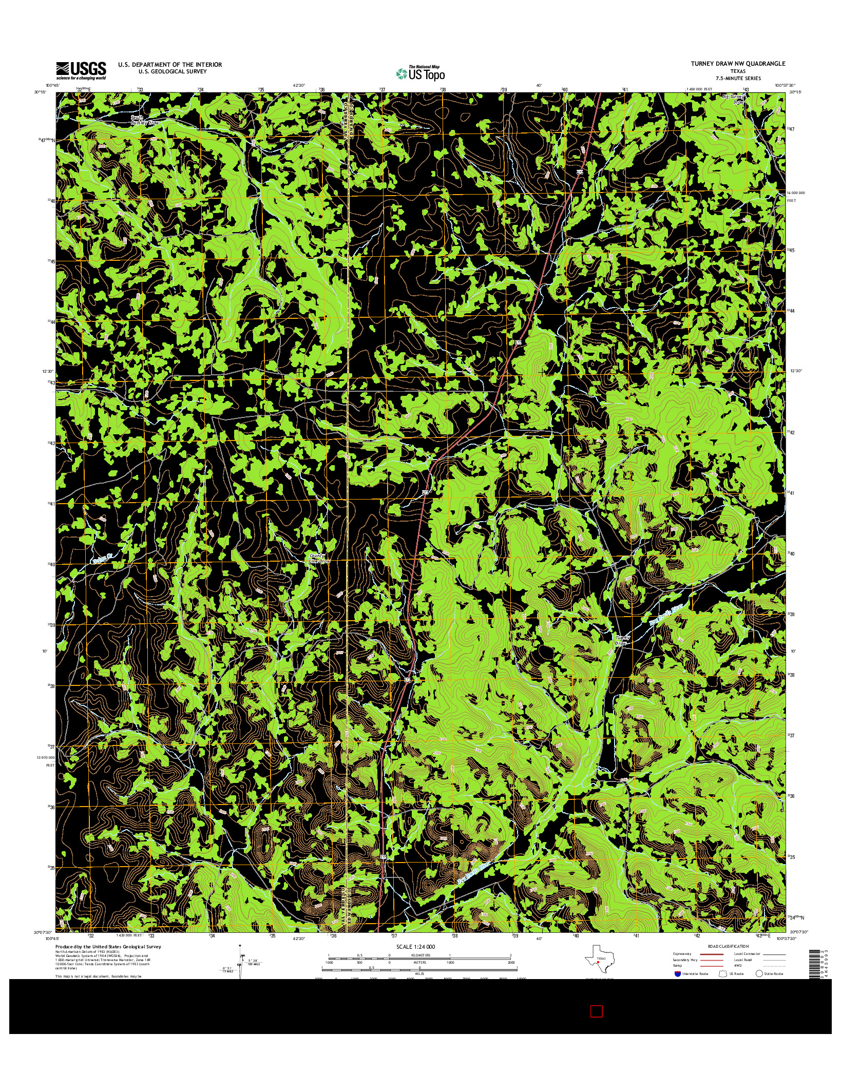 USGS US TOPO 7.5-MINUTE MAP FOR TURNEY DRAW NW, TX 2016