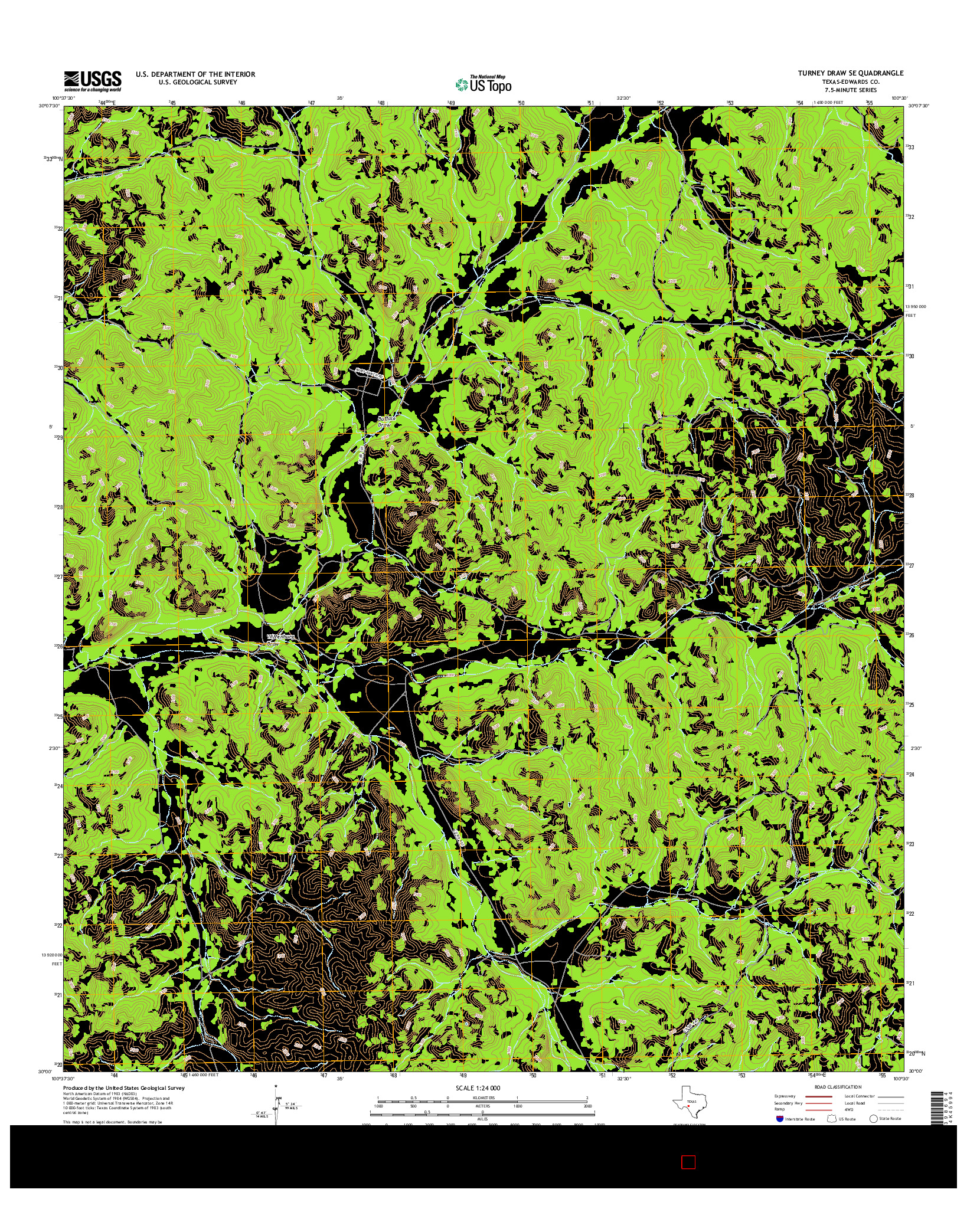 USGS US TOPO 7.5-MINUTE MAP FOR TURNEY DRAW SE, TX 2016