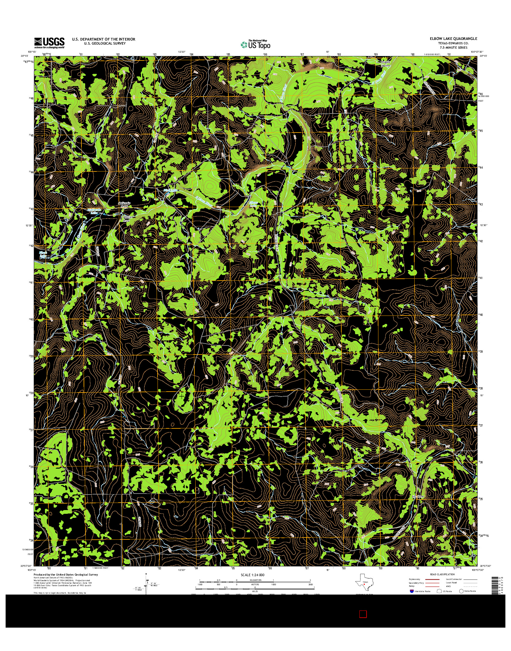 USGS US TOPO 7.5-MINUTE MAP FOR ELBOW LAKE, TX 2016