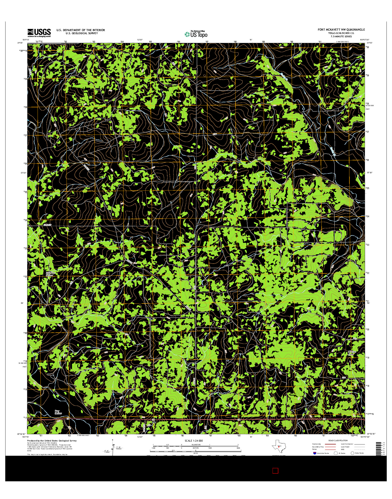 USGS US TOPO 7.5-MINUTE MAP FOR FORT MCKAVETT NW, TX 2016