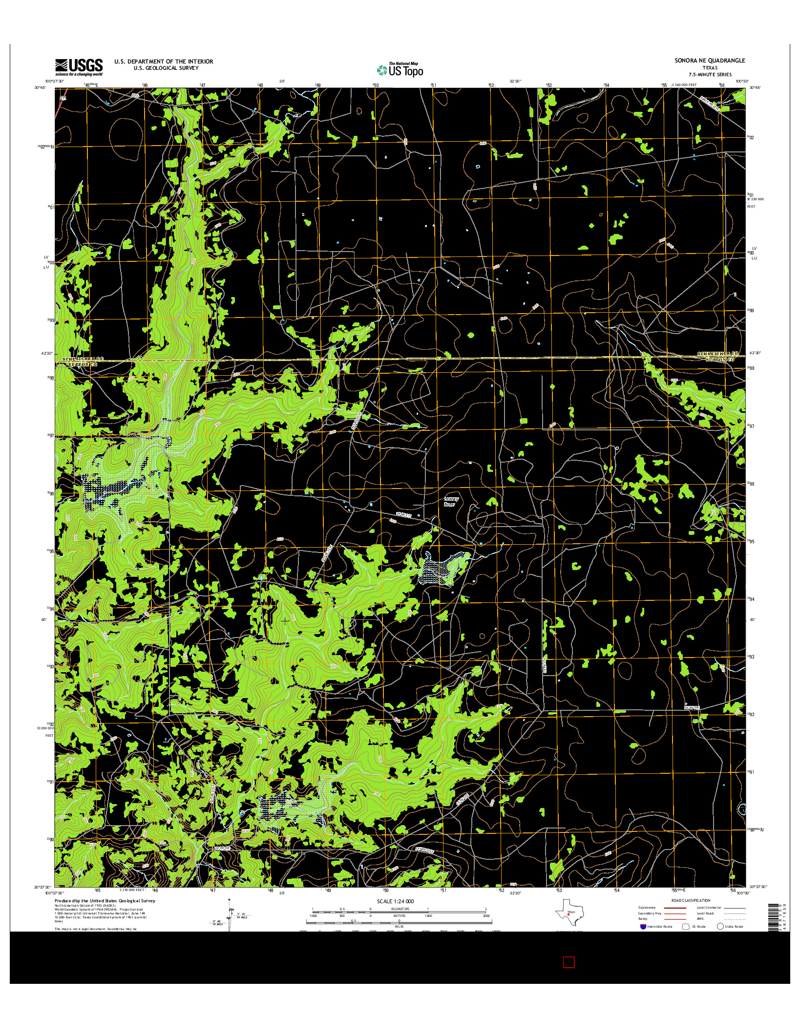 USGS US TOPO 7.5-MINUTE MAP FOR SONORA NE, TX 2016