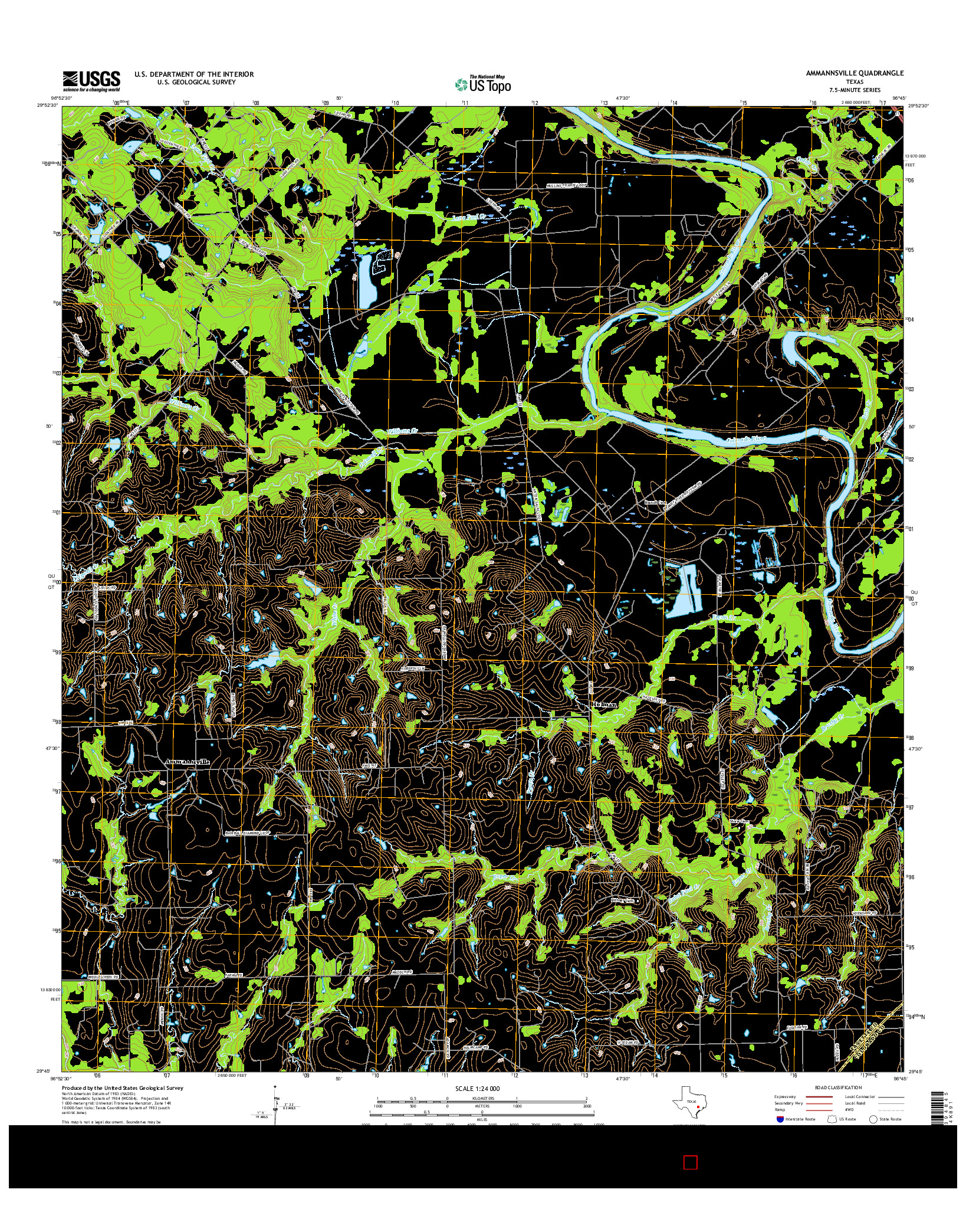 USGS US TOPO 7.5-MINUTE MAP FOR AMMANNSVILLE, TX 2016