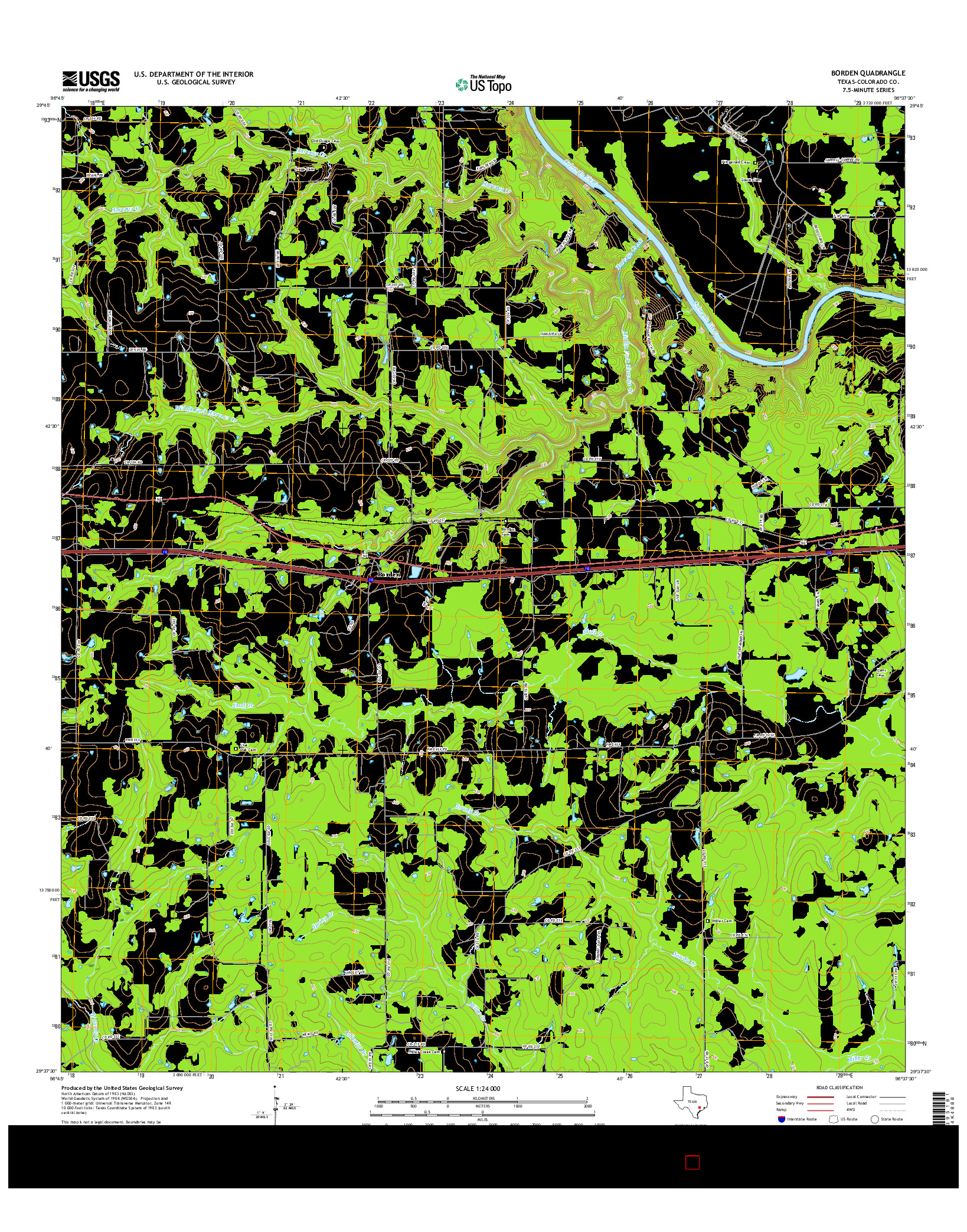 USGS US TOPO 7.5-MINUTE MAP FOR BORDEN, TX 2016