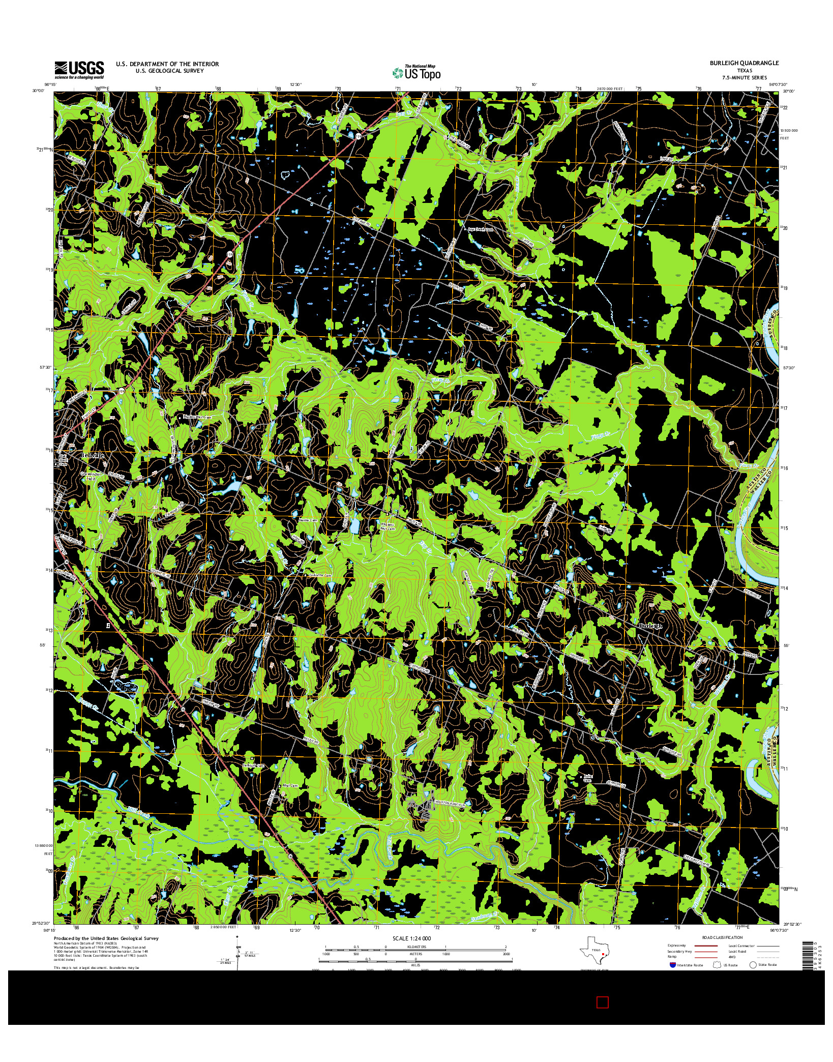 USGS US TOPO 7.5-MINUTE MAP FOR BURLEIGH, TX 2016