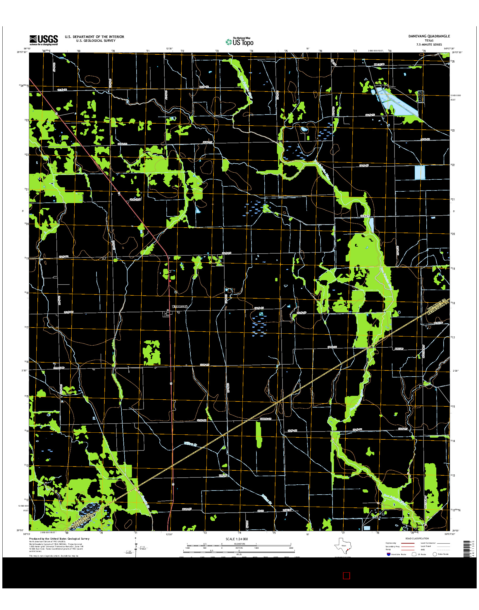 USGS US TOPO 7.5-MINUTE MAP FOR DANEVANG, TX 2016