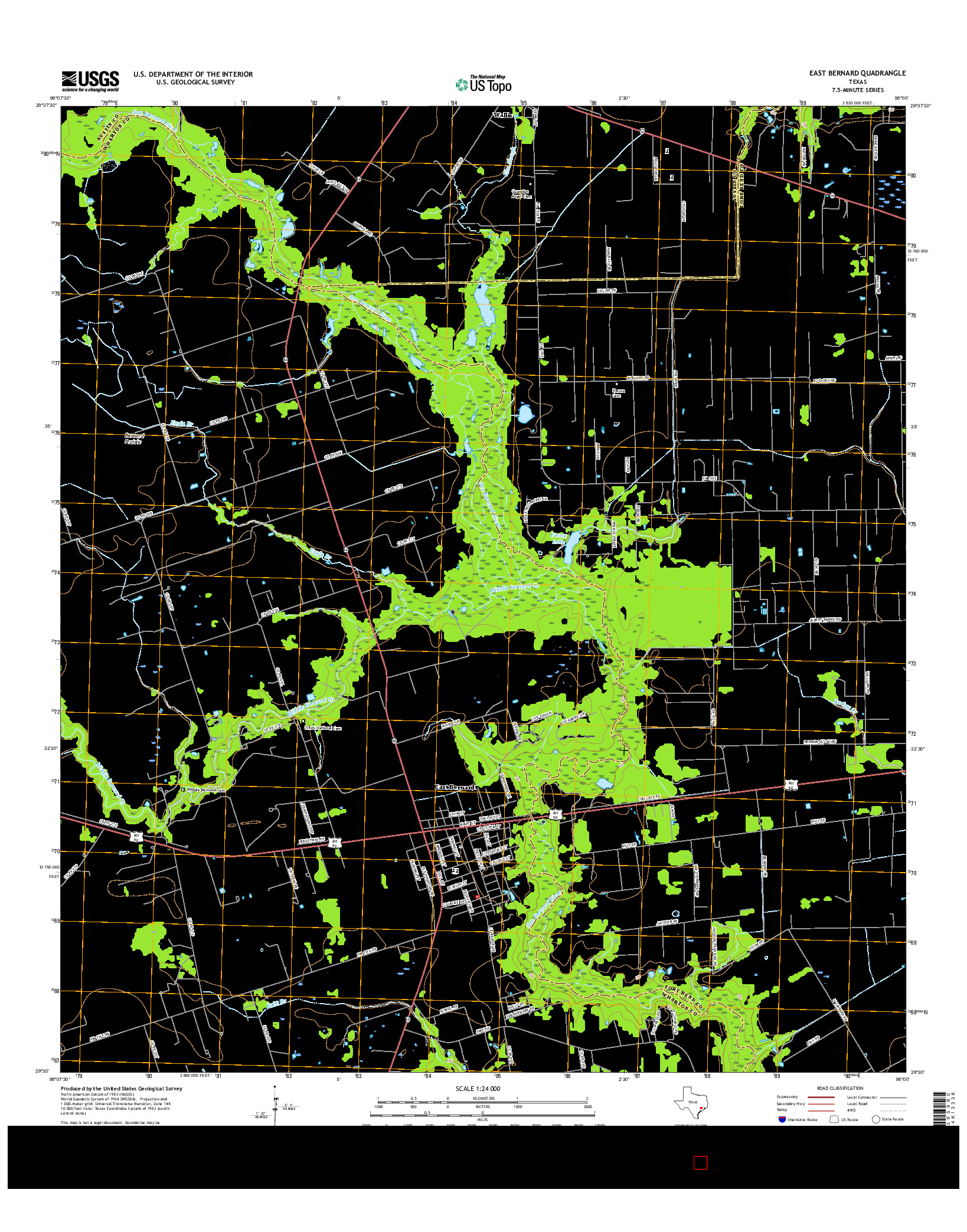USGS US TOPO 7.5-MINUTE MAP FOR EAST BERNARD, TX 2016