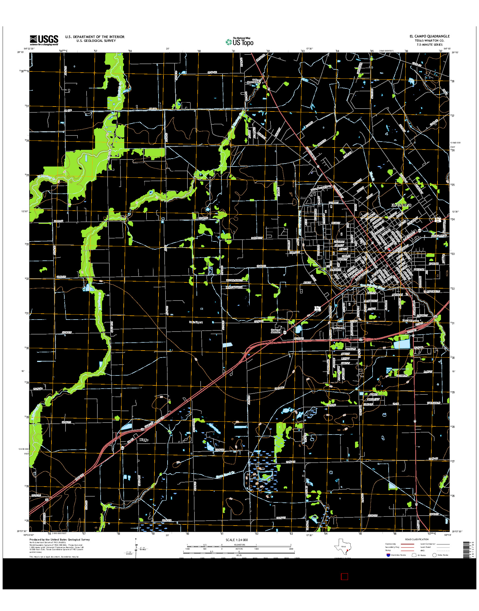 USGS US TOPO 7.5-MINUTE MAP FOR EL CAMPO, TX 2016