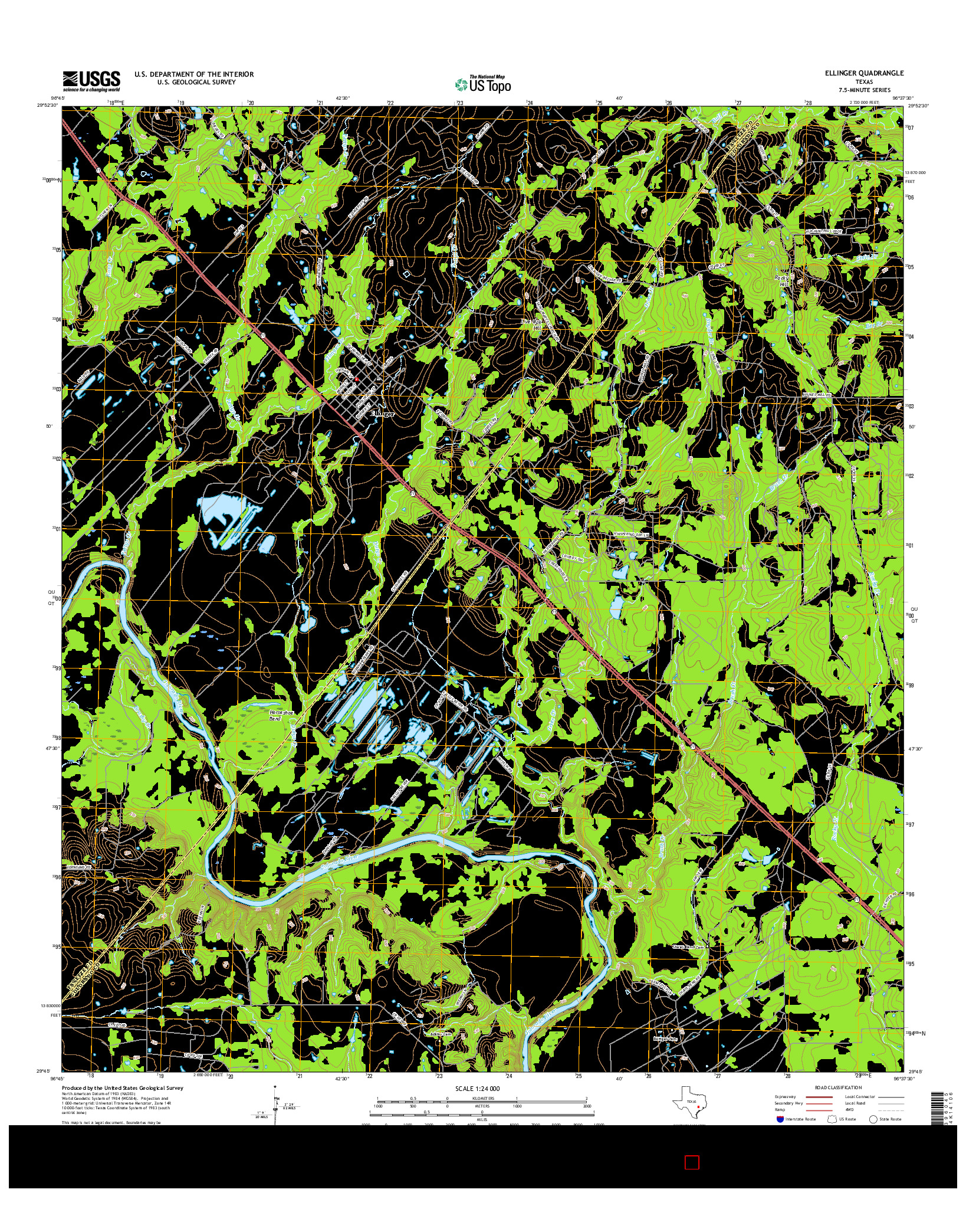 USGS US TOPO 7.5-MINUTE MAP FOR ELLINGER, TX 2016