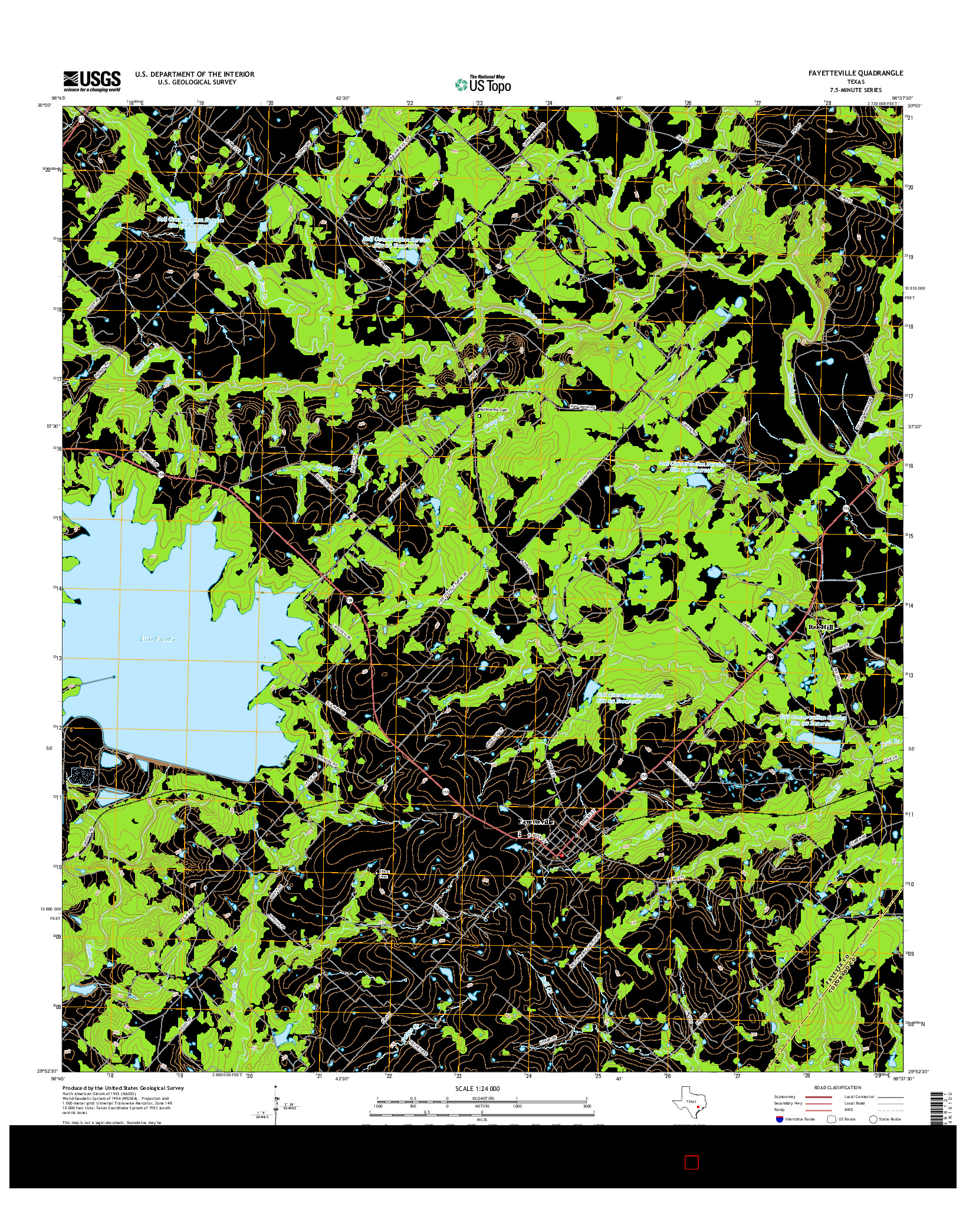 USGS US TOPO 7.5-MINUTE MAP FOR FAYETTEVILLE, TX 2016